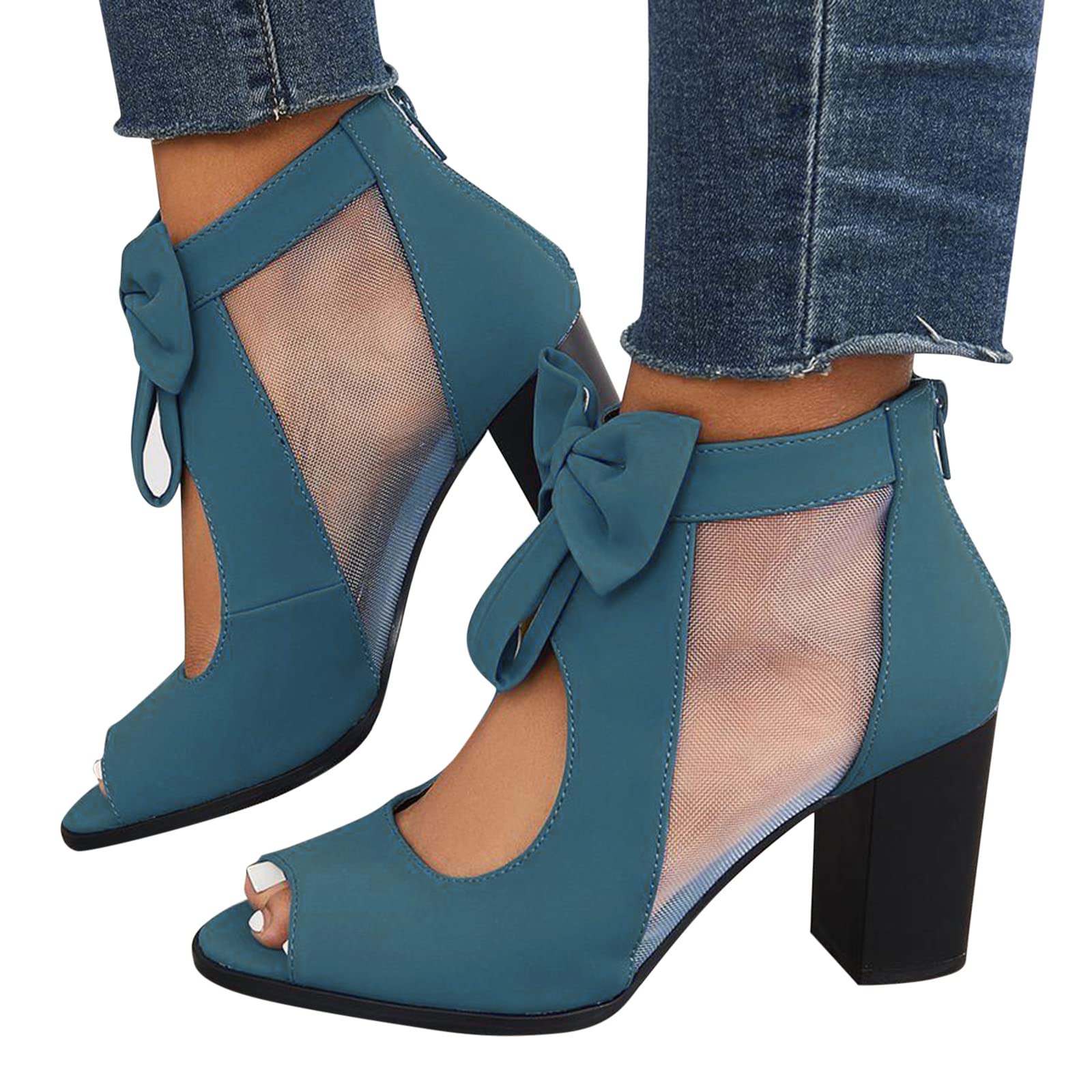 Women's Fashion Mesh High-Heeled Sandals - Summer Fish Mouth Open Toe Sandals for Women | Perfect for Beach Vacations, Date Nights & Casual Outings