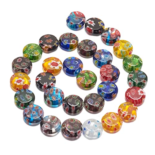 Mixed Colors, Flat Round with Flower-3