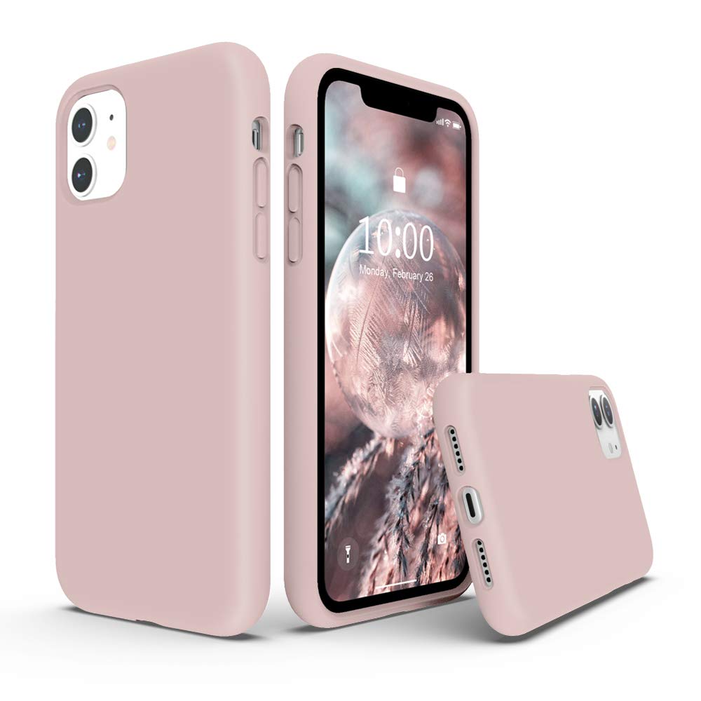 SURPHY iPhone 11 Case 6.1 Inch - Shockproof Liquid Silicone Phone Cover with Microfiber Lining | Thick Protective Case for iPhone 11 (2019 Model) | Perfect for Everyday Use, Work & Travel - Pink