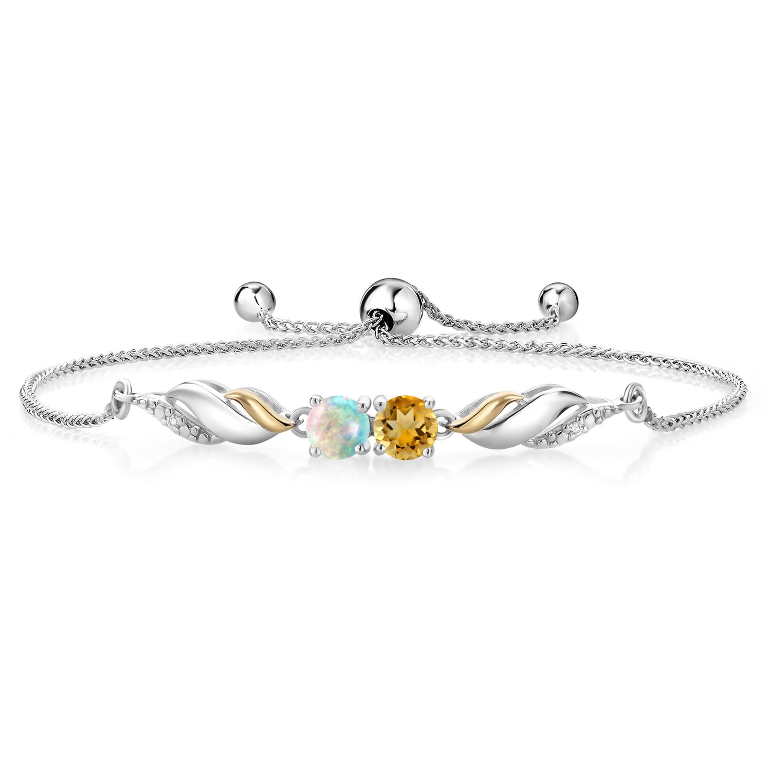 1.24Ct Citrine & Opal 925 Silver Bracelet with Lab Diamonds for Women - Elegant Gift