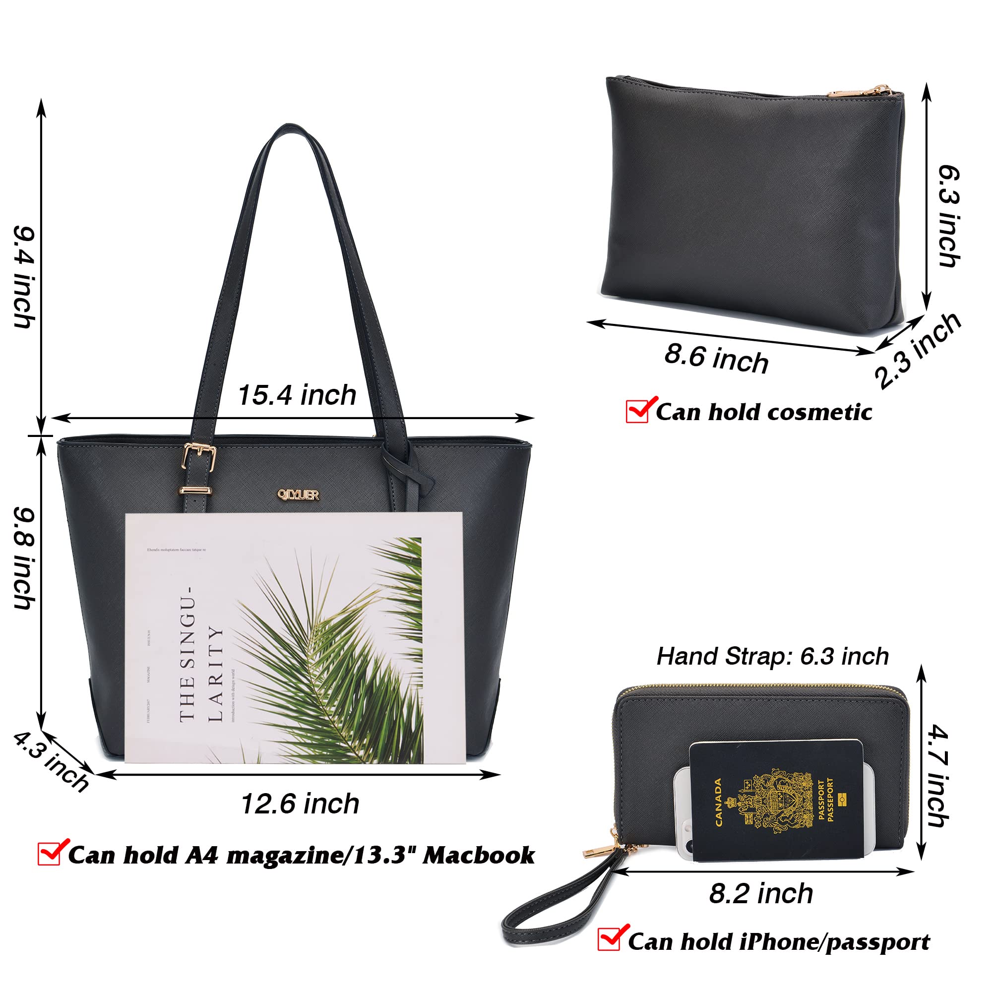 Women's Leather Tote Bag and Wallet Set - Stylish Work Purse with Shoulder Strap & Top Handle - Professional Office Handbag for Business, Travel, and Everyday Use