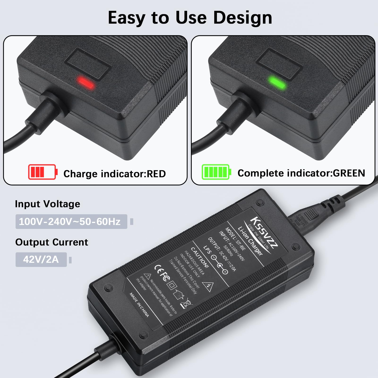 42V 2A Fast Electric Scooter Charger with 5 Universal Plugs - Replacement Charger for 36V Lithium Battery Scooters | Compatible with Razor, Gotrax, Ninebot, Segway, Jetson, Hiboy | Perfect for Commuting, Campus Travel & Urban Mobility