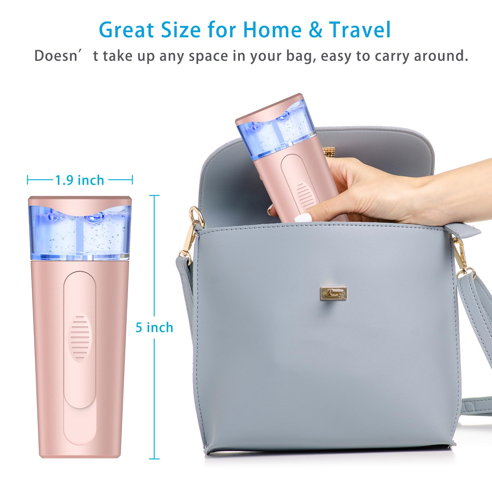Portable Nano Face Mister & Facial Steamer - USB Rechargeable Cool Mist Sprayer with 40ml Visual Water Tank | Nano Mister for Eyelash Extensions, Deep Facial Cleansing & Makeup Application | Perfect for Home Spa, Travel & Salon Use - Pink