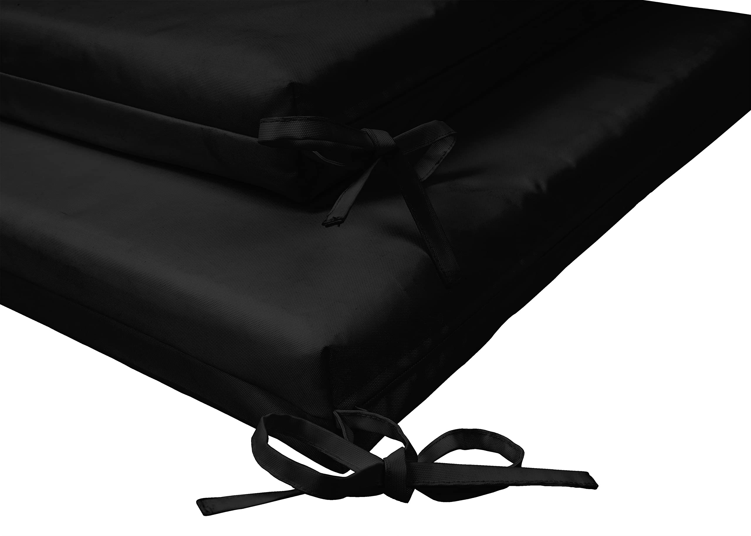 20x20 Inch Indoor/Outdoor Square Chair Cushions with Ties - Set of 2 Black Patio Seat Cushions for Garden Furniture, Deck Chairs & Outdoor Decor - Perfect for Backyard, Poolside and Patio Relaxation