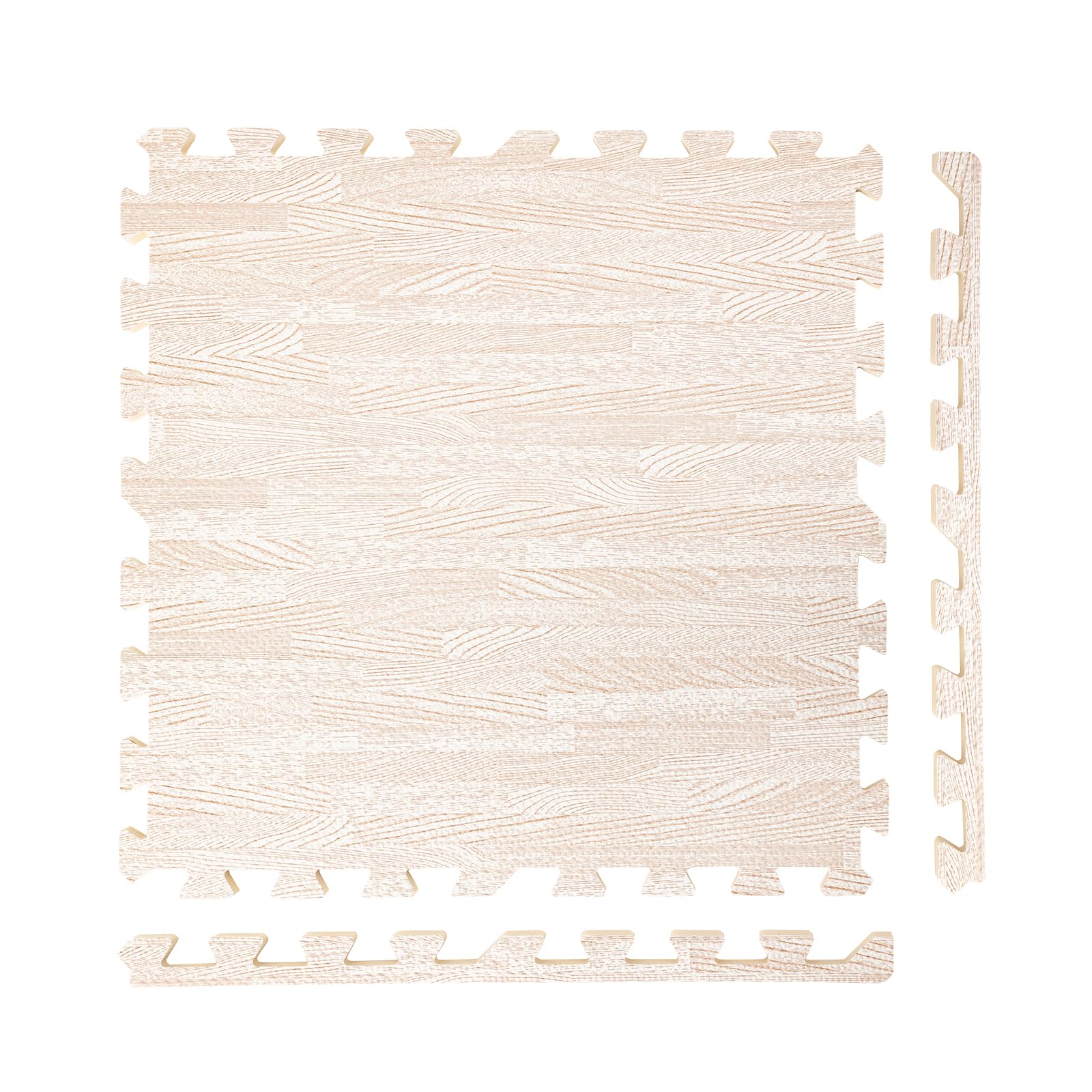 Premium 3/8 Inch Thick Wood Grain Foam Floor Tiles - 25-Piece Interlocking Foam Mats for Playroom, Gym & Home Office - Non-Slip Puzzle Mat (24