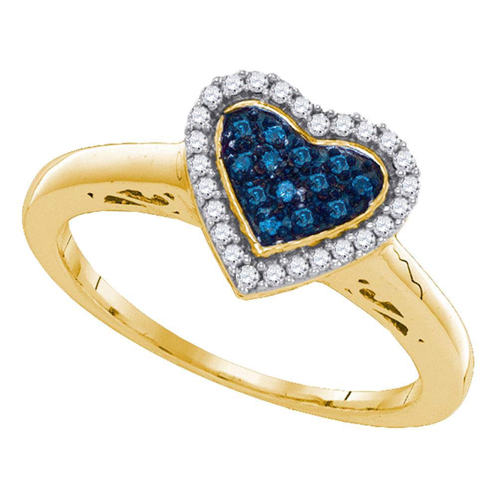 Dazzlingrock Sterling Silver Women's Round Blue Enhanced Diamond Heart Ring 1/5 CTW - Perfect for Valentine's Day Gifts, Anniversary Presents & Everyday Elegant Jewelry