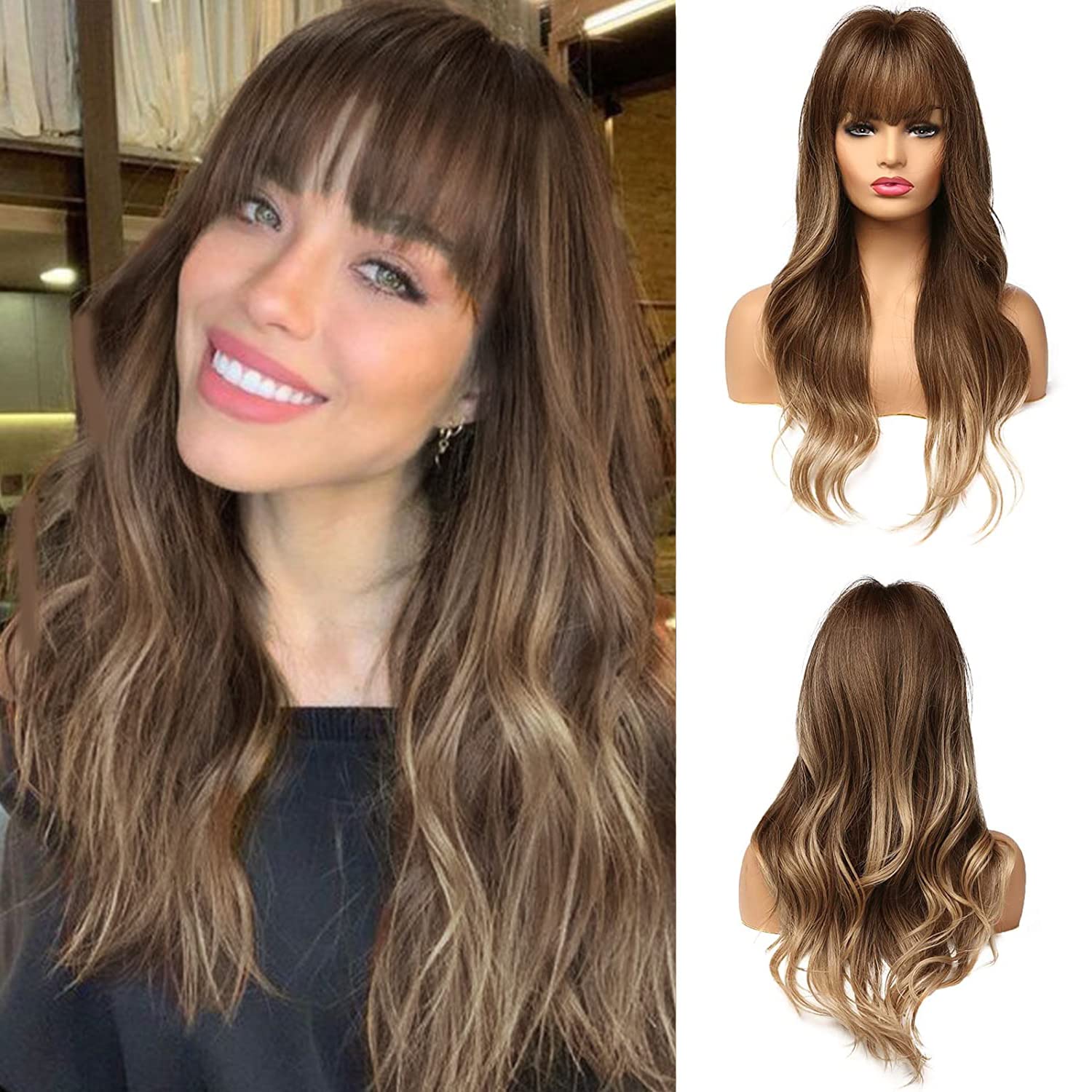 Esmee Long Brown Ombre Blonde Synthetic Heat Resistant Wig for Women - Perfect for Cosplay, Halloween, Parties & Daily Wear
