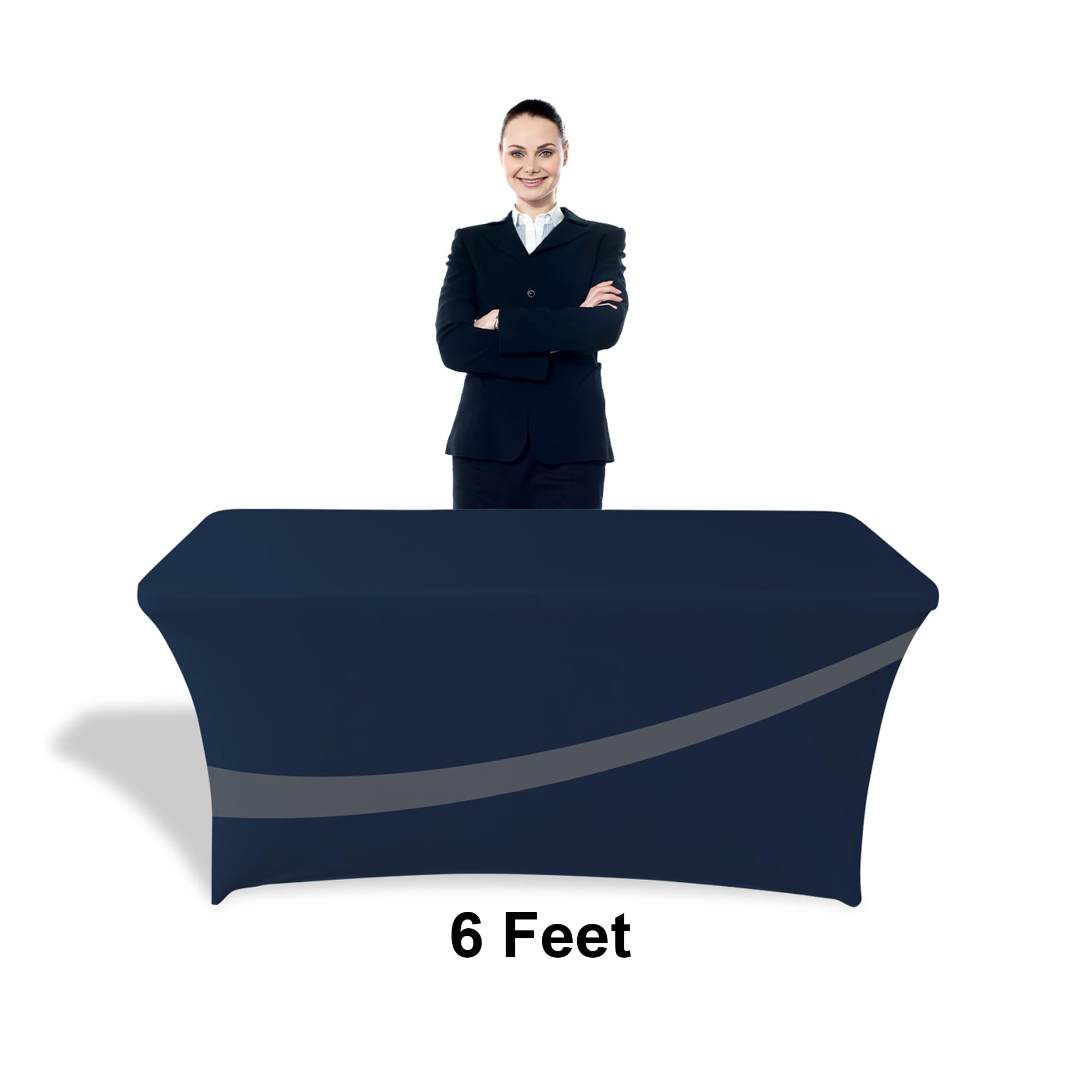 Custom Printed 6ft Stretch Tablecloth with Business Logo - Personalized Polyester Rectangular Table Cover for Trade Shows, Business Events & Branding - Washable & Durable - Perfect for Exhibitions, Conferences & Corporate Gatherings