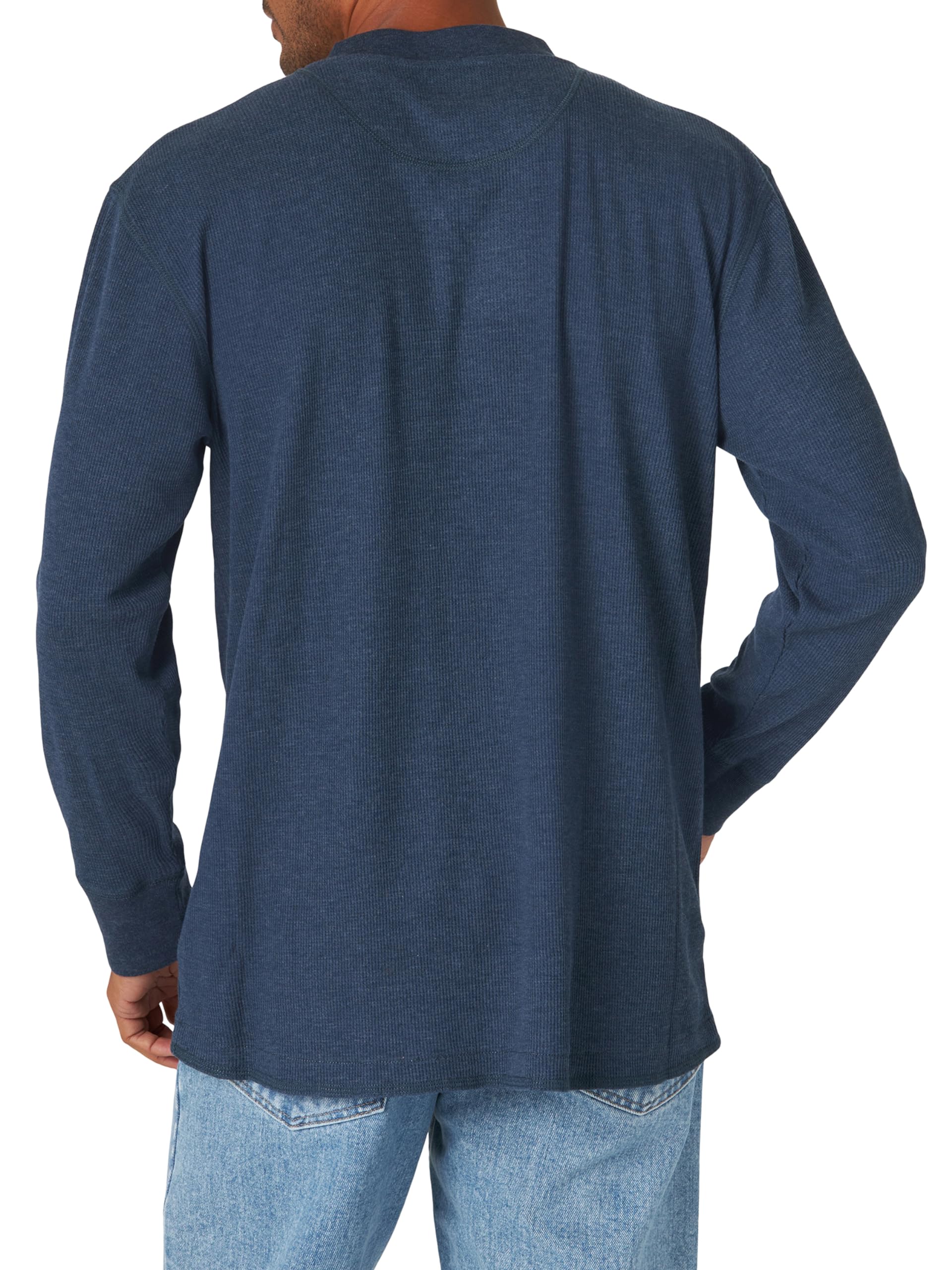 Wrangler Authentics Men's Long Sleeve Waffle Henley Shirt - Soft Thermal Crewneck Top for Casual Wear & Outdoor Activities
