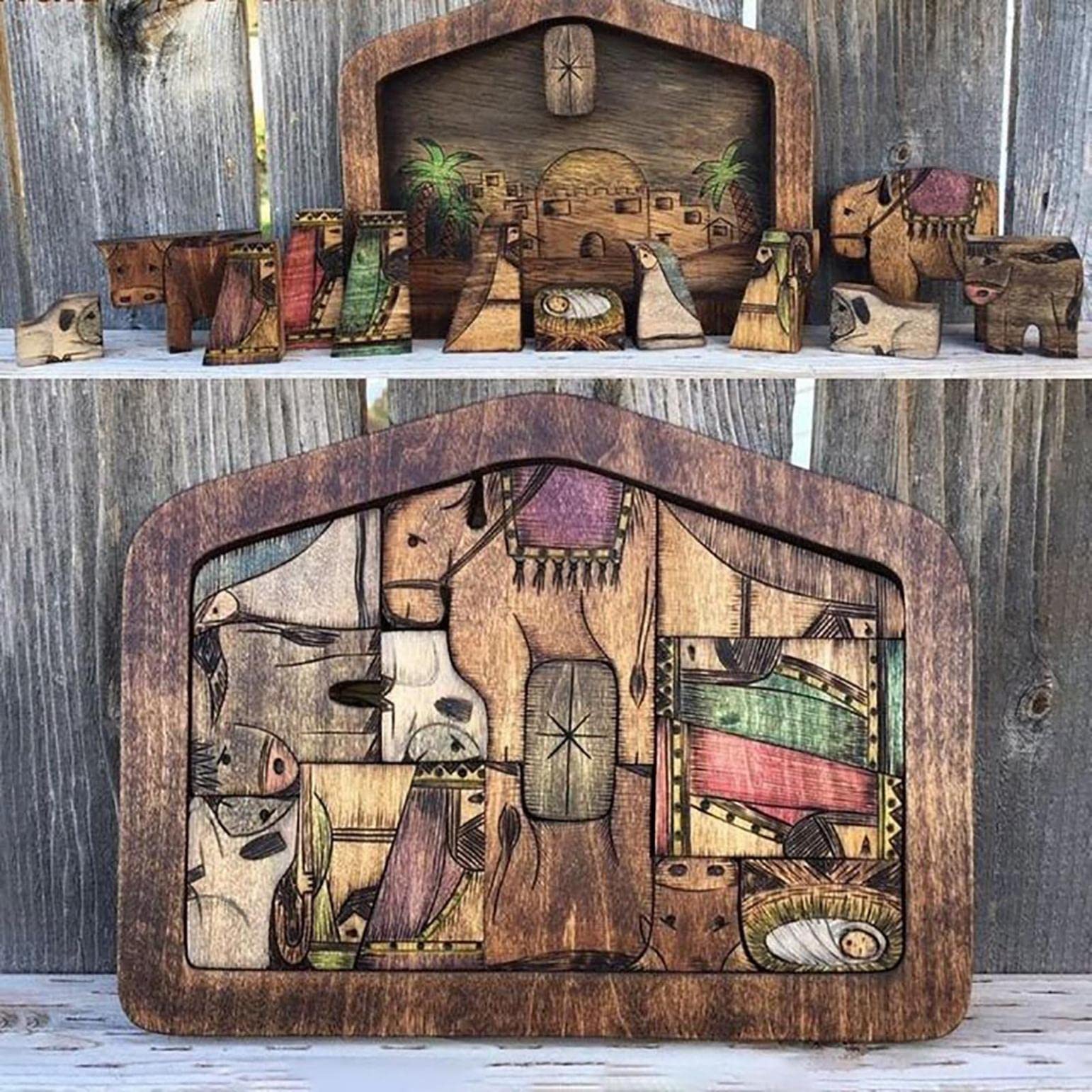 Handcrafted Wooden Jesus Puzzle Statue - Nativity Scene Jigsaw Puzzle with Wood-Burned Design - Religious Christmas Decor & Educational Family Game - Perfect for Holiday Gifts, Sunday School Activities & Home Nativity Displays