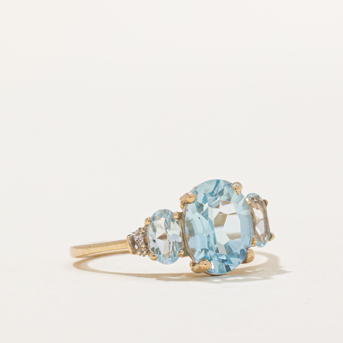Blue Topaz and Diamond Three Stone Ring - 2.50ctw Gemstone & 0.01ctw Diamonds - Size 6.5 - Elegant Engagement, Anniversary or Gift Jewelry for Women