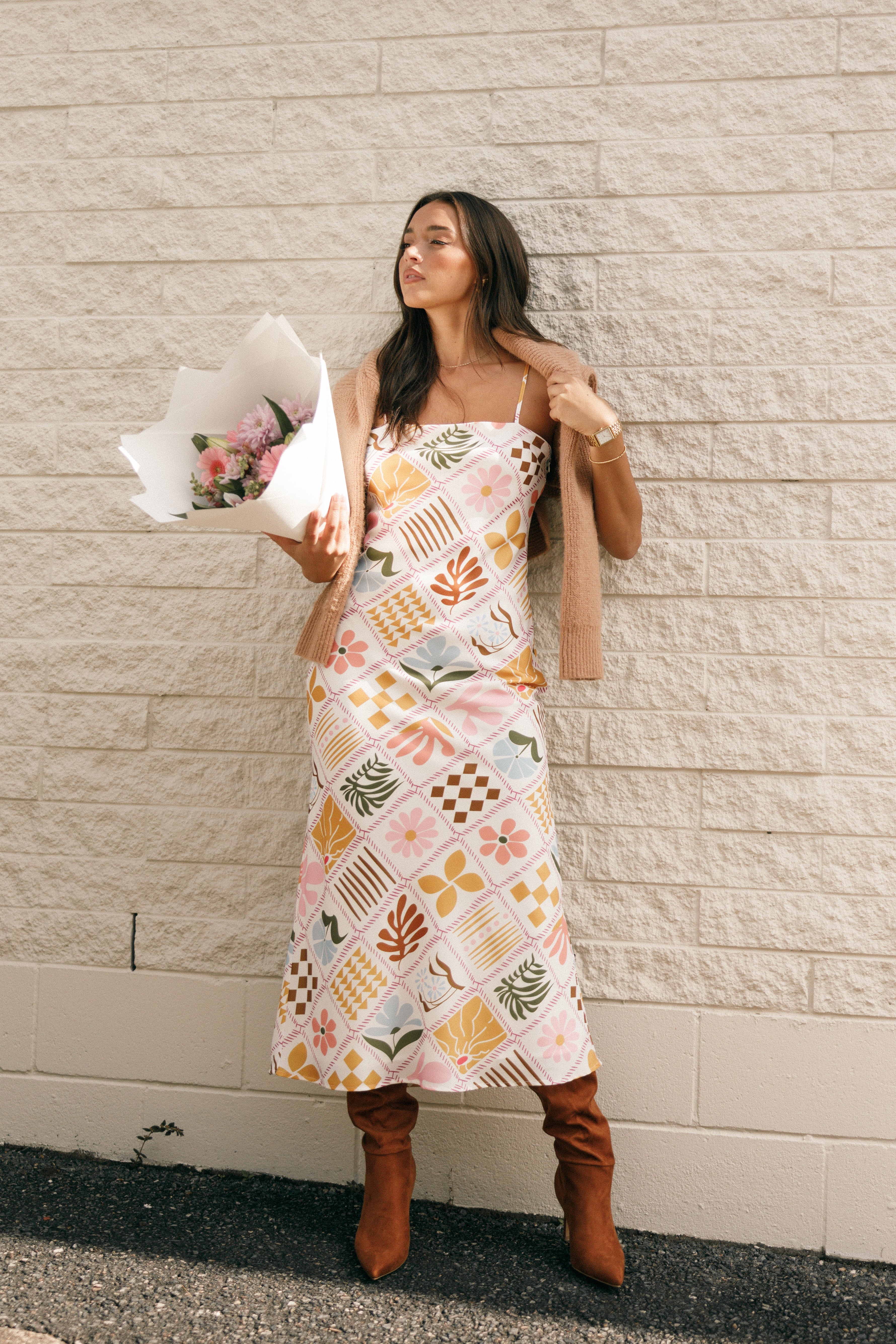 Darlene Maxi Slip Dress - White Multi Color Flowy Long Sleeveless Evening Gown for Women | Perfect for Weddings, Parties & Special Occasions