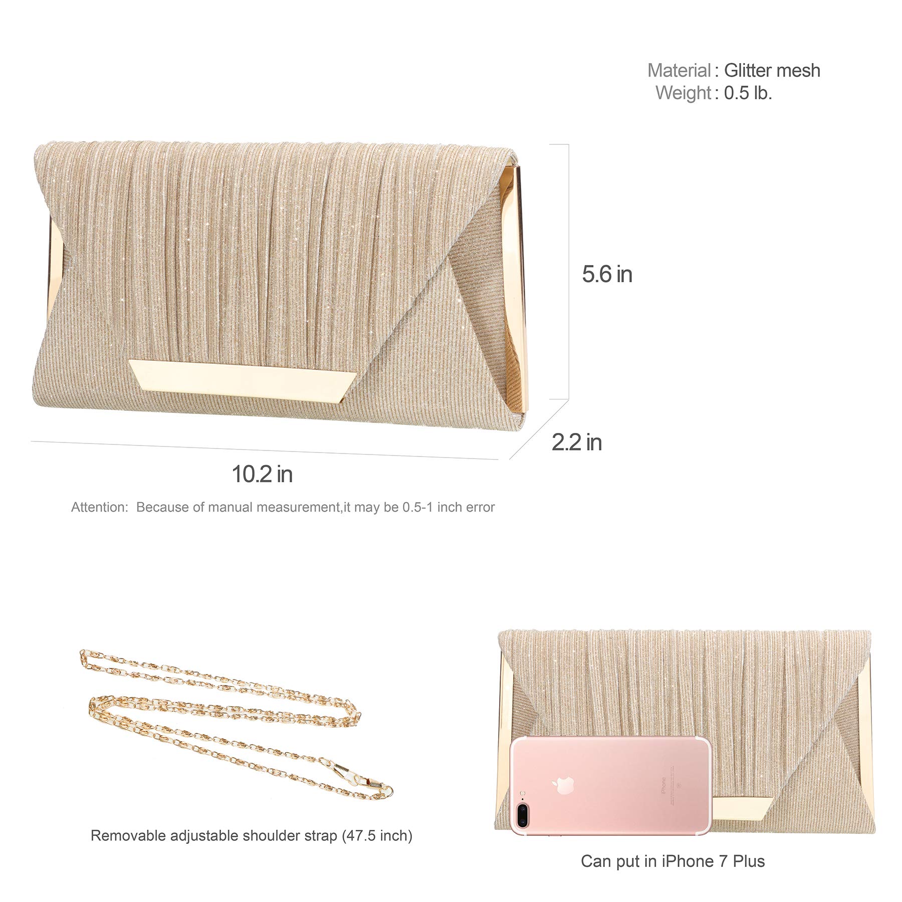 Elegant Gold and Silver Evening Bags for Women - Shining Clutch Purse for Ladies, Girls Night Out, Party, Wedding & Work Events