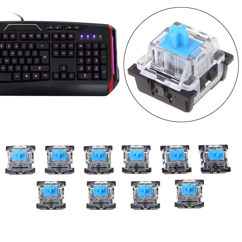 10Pcs Blue 3-Pin Mechanical Keyboard Switches for Cherry MX Keyboards - Keyboard Tester Kit with Tactile Clicky Feel | Perfect for Gaming, Typing & DIY Keyboard Builds