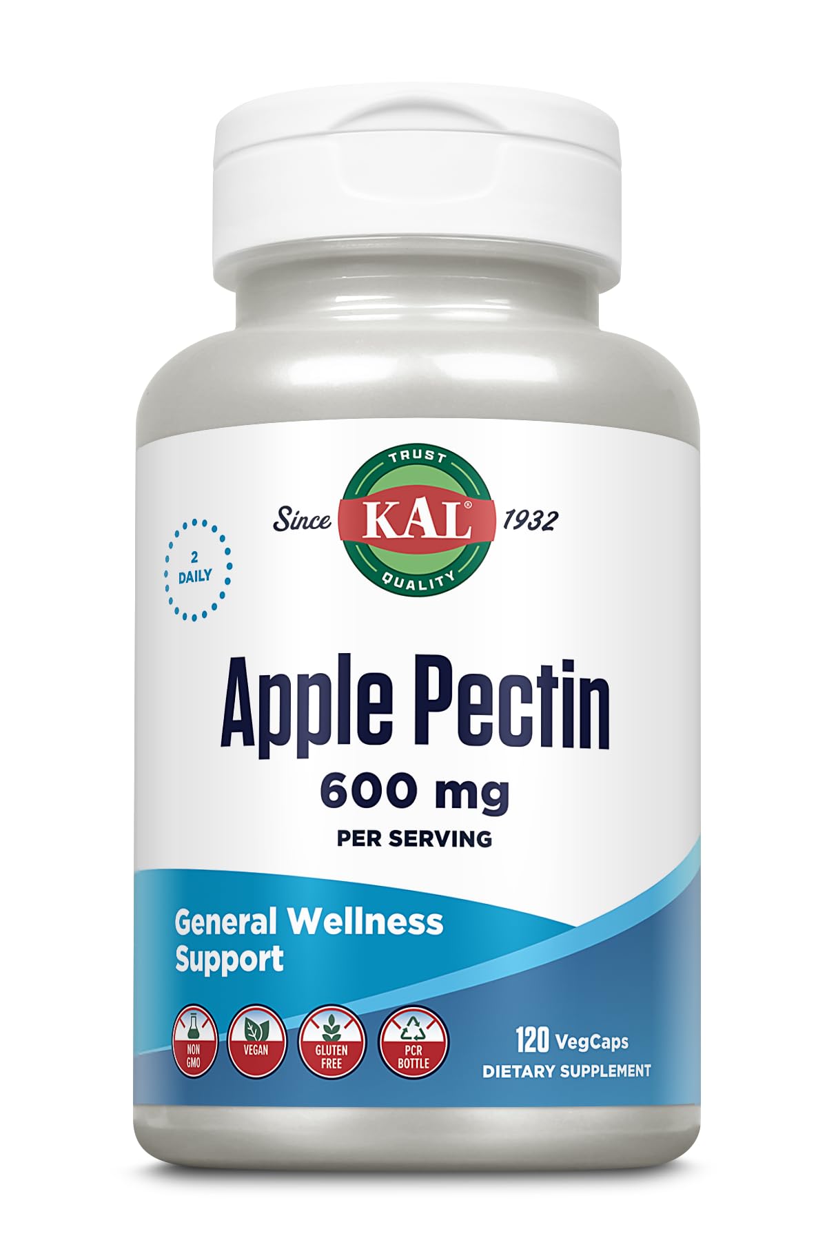 Kal 600 Mg Apple Pectin Supplement - 120 Capsules | Natural Digestive Support & Detox | Supports Gut Health & Immune System | For Daily Wellness & Cleansing