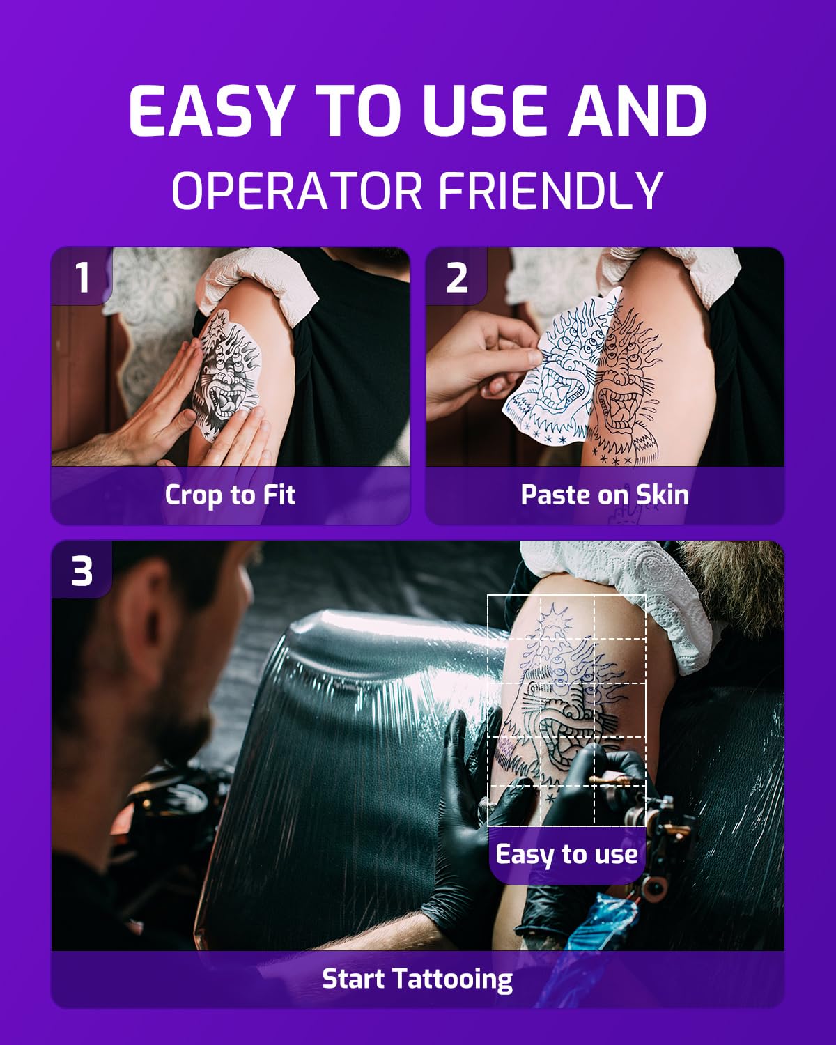 Phomemo M08F Wireless Tattoo Stencil Printer Kit - Portable Thermal Transfer Machine with 100 Sheets Tattoo Transfer Paper | Ideal for Tattoo Artists, Home Studios & Professional Tattoo Shops