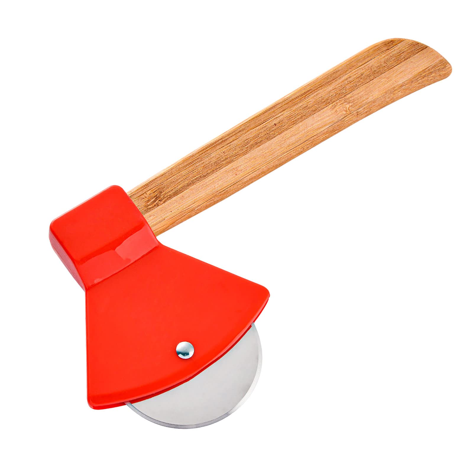 Premium Black Bamboo Stainless Steel Pizza Cutter with Ergonomic Handle - Professional Kitchen Tool for Pizza Baking, Cutting & Serving - Perfect for Home Chefs, Restaurants & Pizza Parties (Red, One Size)