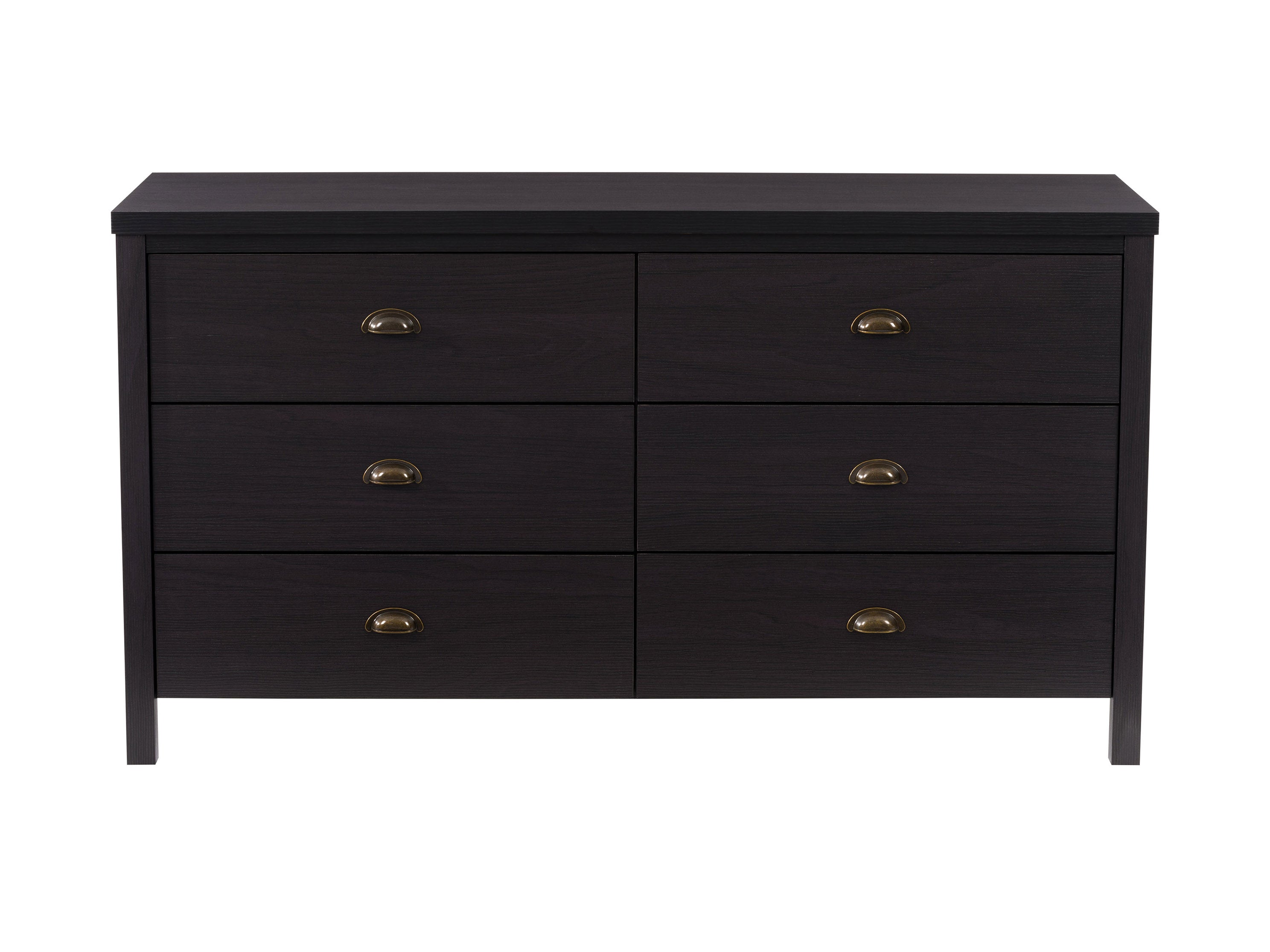 6-Drawer Black Dresser for Bedroom - Modern Wooden Chest of Drawers for Clothes Storage & Organization