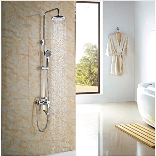 GOWE Single Lever Brass Chrome Polished Shower Set with Hand Shower - Wall Mounted Rainfall Shower System for Bathroom & Spa Experience