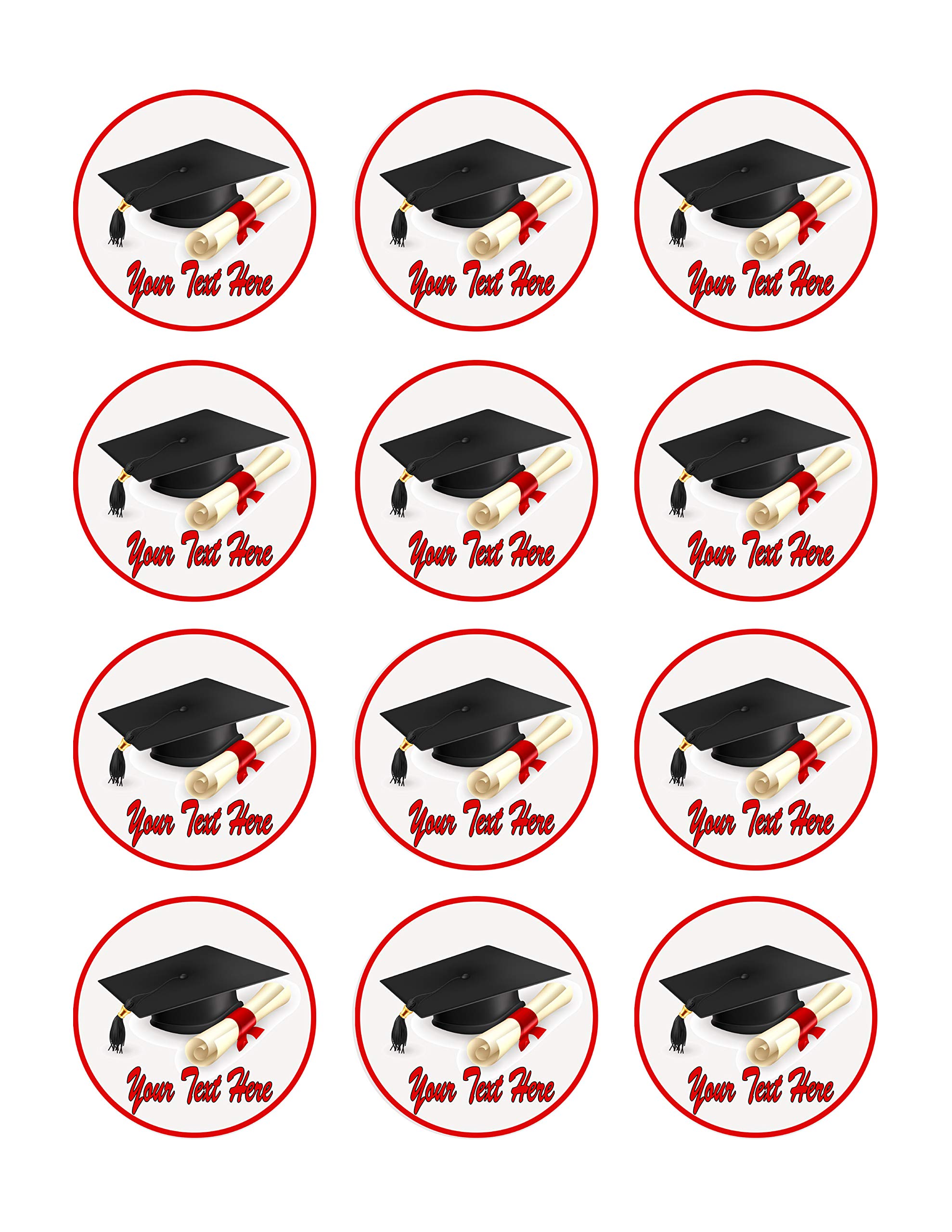 Edible Cupcake Toppers for Graduation - 2 Inch Cake Decorations (12 Pieces per Sheet) - Perfect for Graduation Parties, Birthday Cakes & Special Celebrations