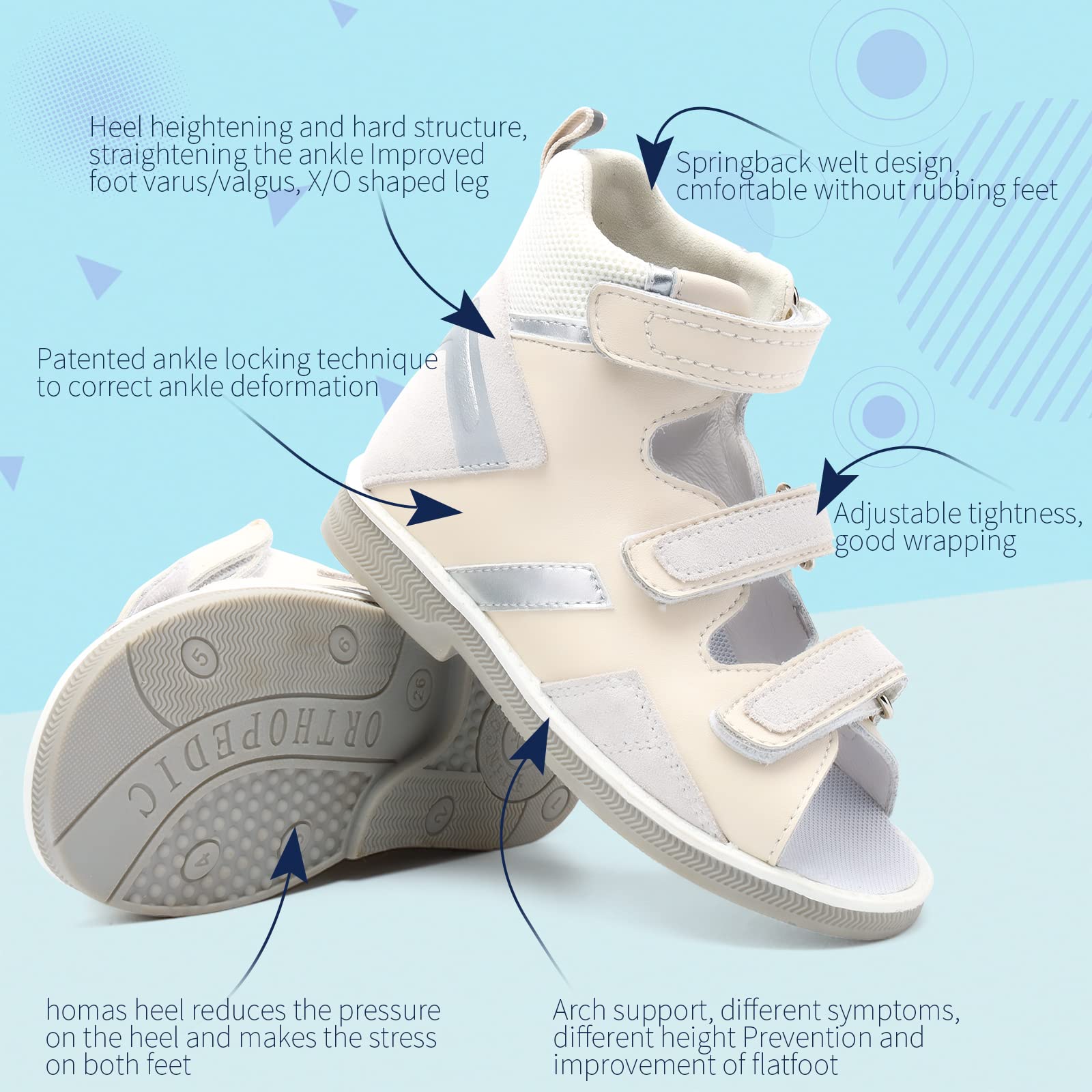 **Orthopedic Sandals for Kids - Summer High Top Shoes with Arch & Ankle Support, Non-Slip Soles - Perfect for Outdoor Play, Beach & Daily Comfort**