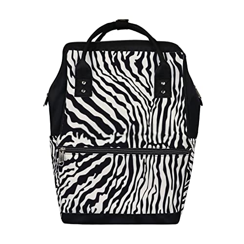 **Zebra Print Diaper Backpack - Large Capacity Waterproof Baby Nappy Bag for Moms, Multifunctional Travel Backpack for Nursing & Outings (Black & White Stripes)**    *Perfect for daycare trips, family vacations, and everyday errands with baby essentials!*