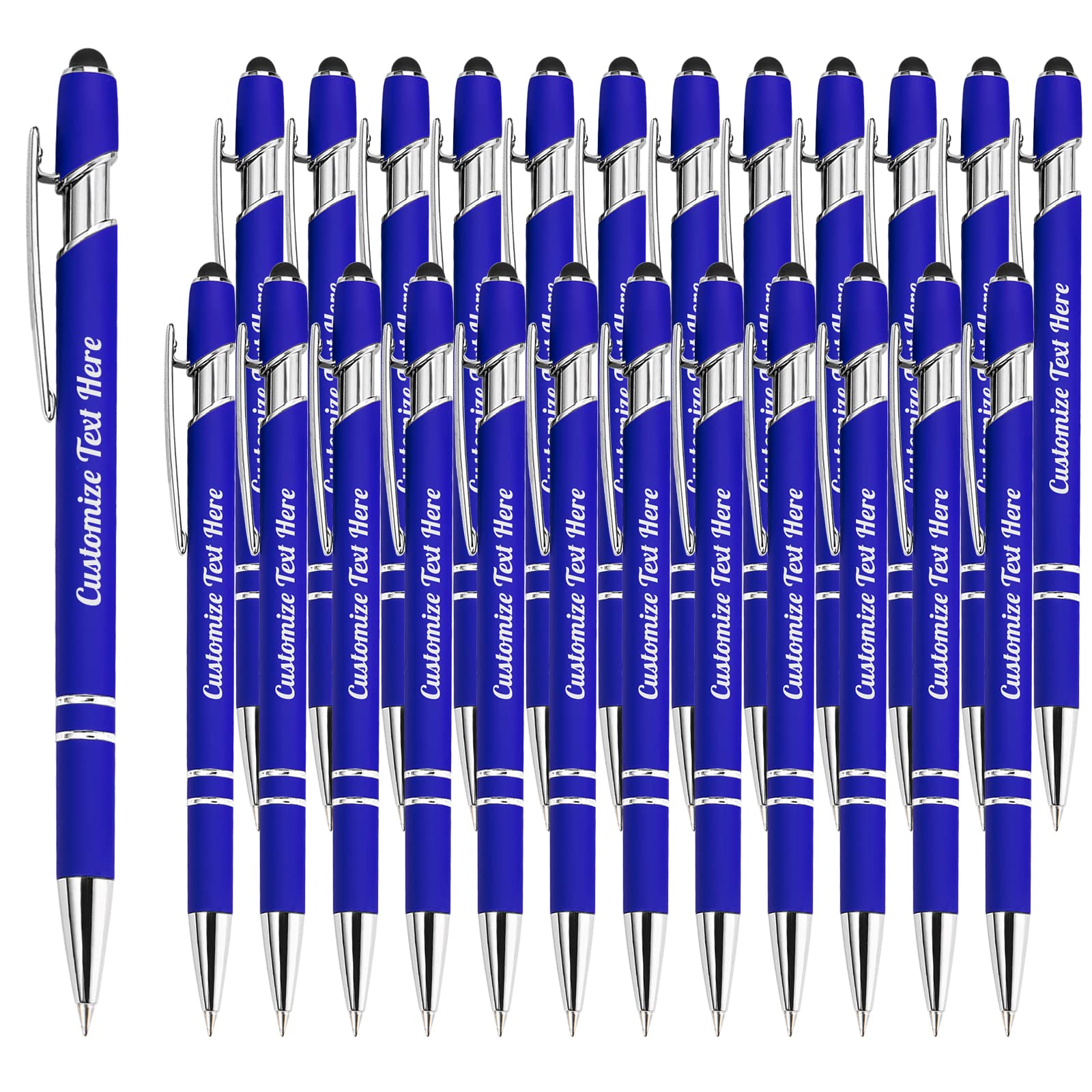 500 Custom Engraved Ballpoint Pens with Business Name, Logo & Message - Bulk Personalized Stylus Pens for Office, School, Promotions - Medium Point Black Ink (24 Pack) - Perfect for Corporate Gifts, Graduations, Birthdays & Anniversaries