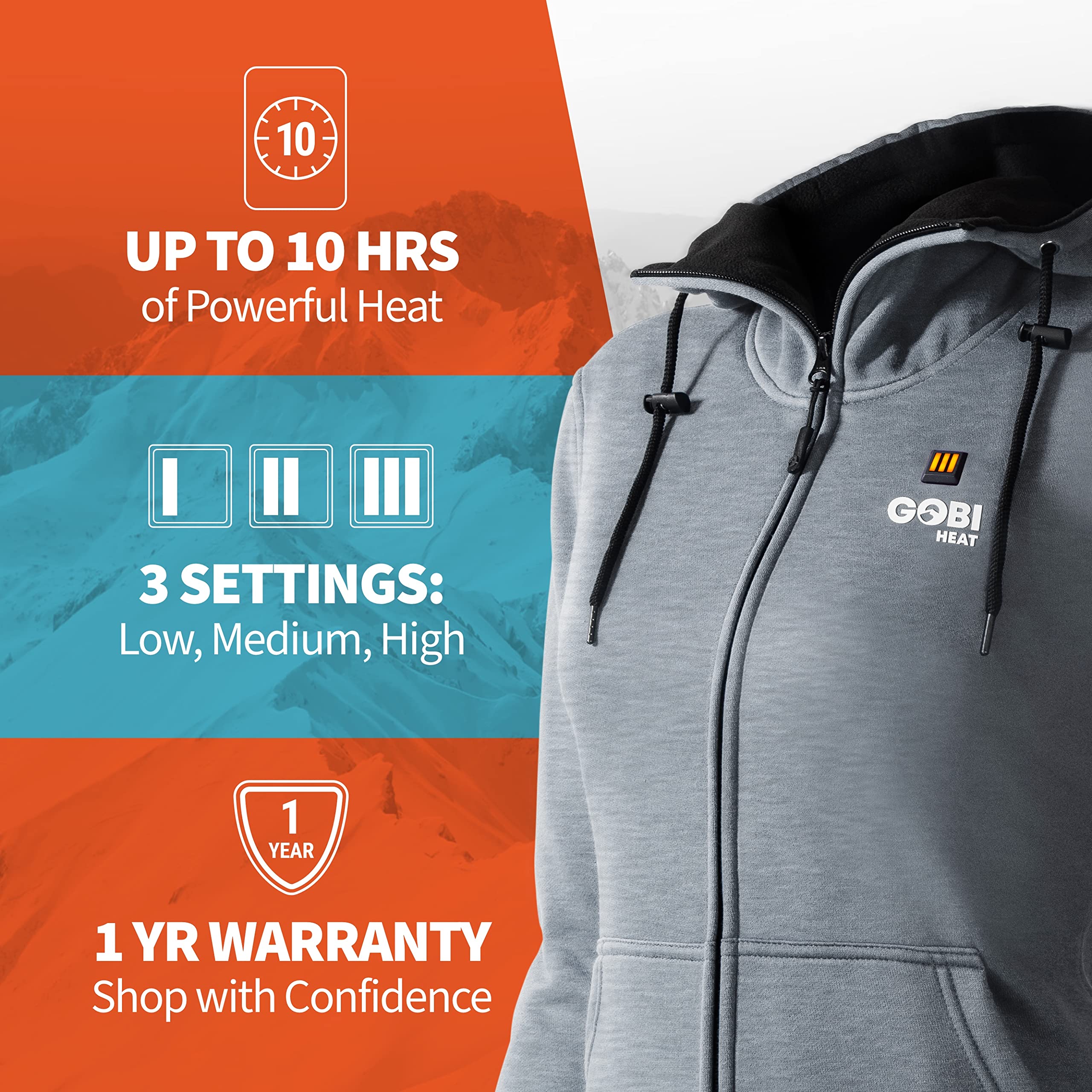 Ridge Women's Heated Hoodie with Battery & Charger - 10 Hours of Warmth | Machine Washable | Perfect for Outdoor Activities, Winter Sports & Cold Weather Commutes