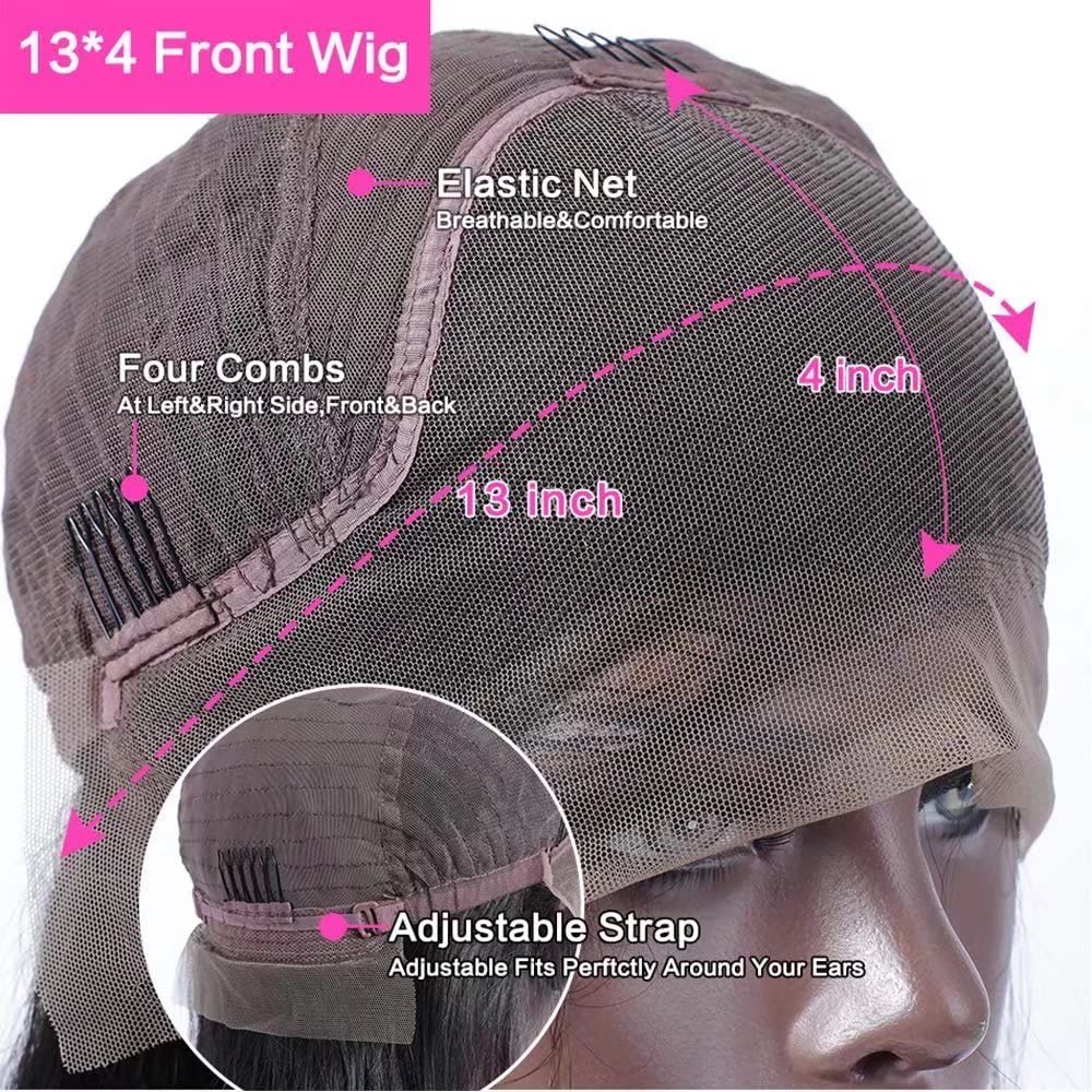 Long Straight Human Hair Lace Front Wigs With Bangs - 20Inch HD Transparent Brazilian Remy Hair Wigs 150% Density, Glueless & Silky Smooth for Women (Natural Black) - Perfect for Daily Wear, Cosplay, Parties & Special Occasions