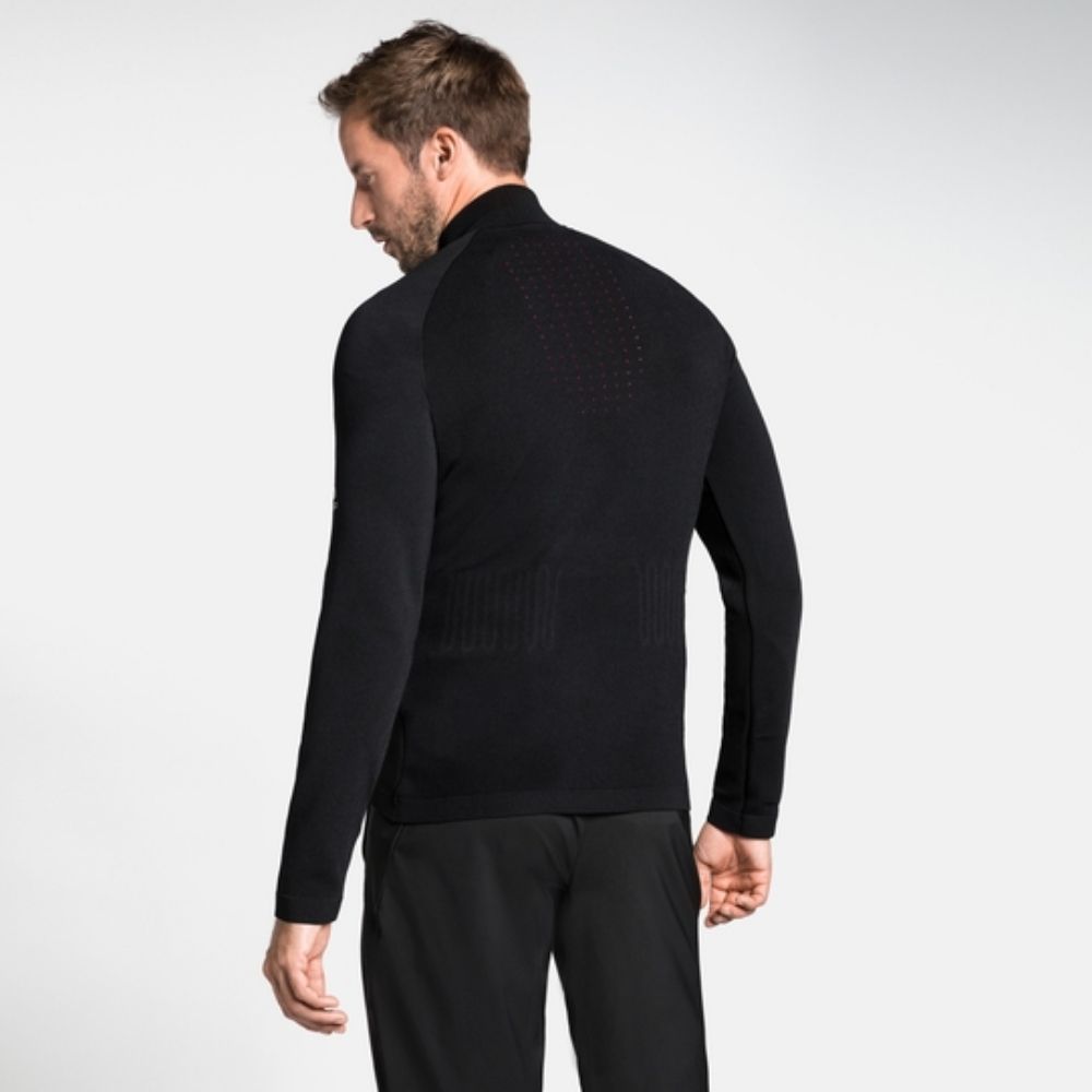 Odlo Men's Heated Ski Base Layer 1/2 Zip - Thermal Underwear for Cold Weather - Perfect for Skiing, Snowboarding & Winter Outdoor Activities