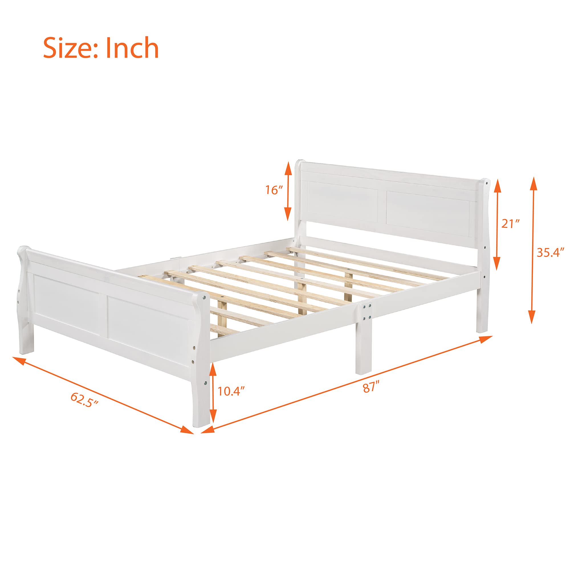 Merax Queen Size Platform Bed Frame with Headboard - Sturdy Wood Slat Support, Modern White Finish | Perfect for Bedrooms, Guest Rooms & Small Spaces