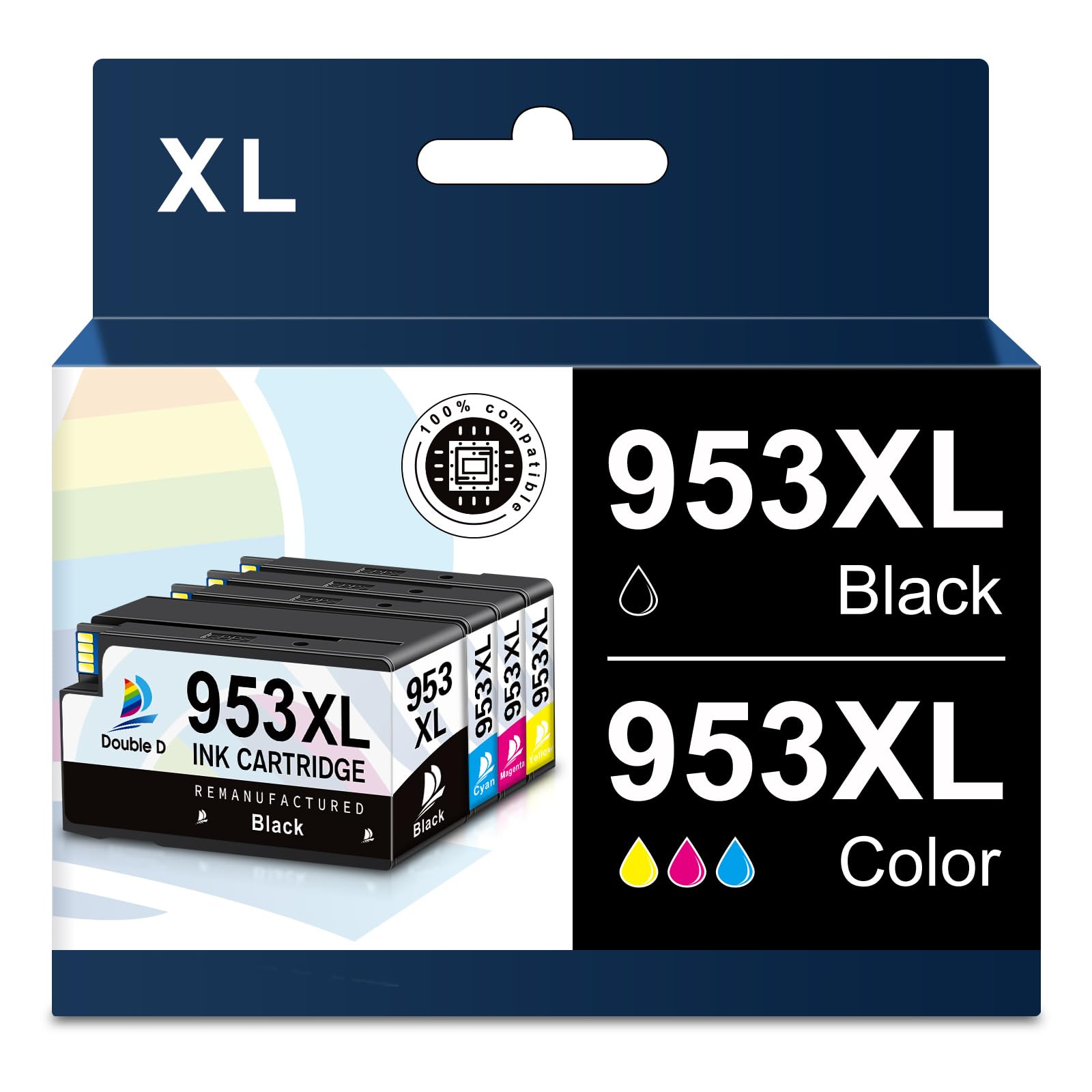 HP 953XL Ink Cartridges Multipack (1BK, 1CY, 1MG, 1YL) - 4 Pack - Compatible with Officejet Pro 7720, 7730, 7740, 8210, 8710, 8720, 8725, 8730, 8740 Printers - High Yield Printing for Home & Office Use
