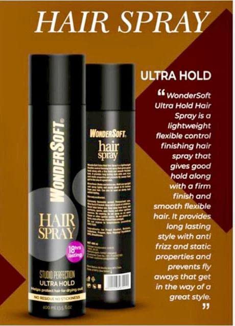 Wondersoft Professional Studio Perfection Hair Styling Spray - 18 Hour Ultra Strong Hold, No Residue & Non-Sticky Formula for All-Day Volume & Control | Perfect for Salon Styling, Weddings, and Special Events