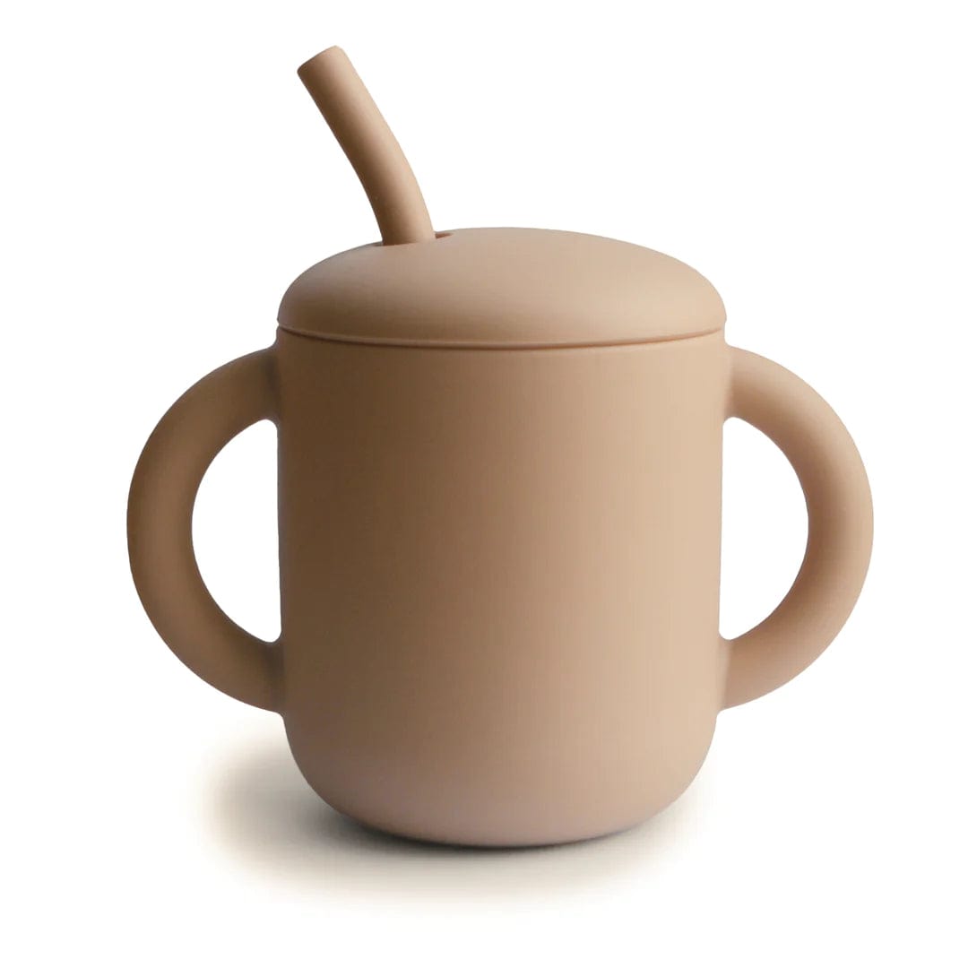 Mushie Silicone Training Cup with Straw - BPA Free Toddler Sippy Cup for Baby & Kids - Perfect for Daycare, Travel & Learning to Drink Independently