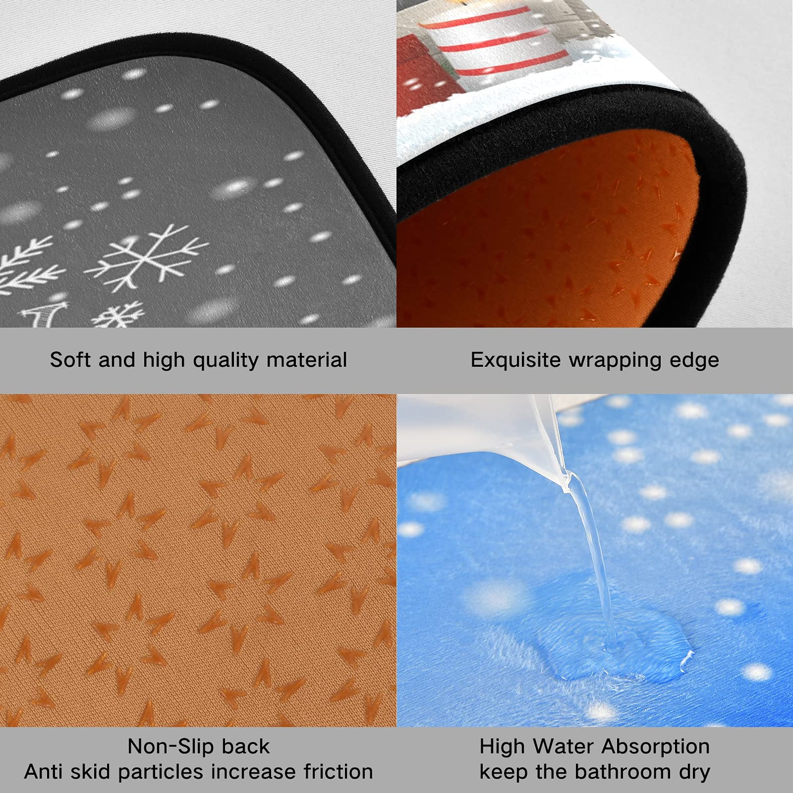 Christmas Gnome Snowflakes Non-Slip Kitchen Mats & Runner Set of 2 - Holiday Home Decor for Winter, Xmas Gifts, Cozy Kitchen & Laundry Floor Protection - Perfect for Entryways, Fireplace, and Festive Decorations