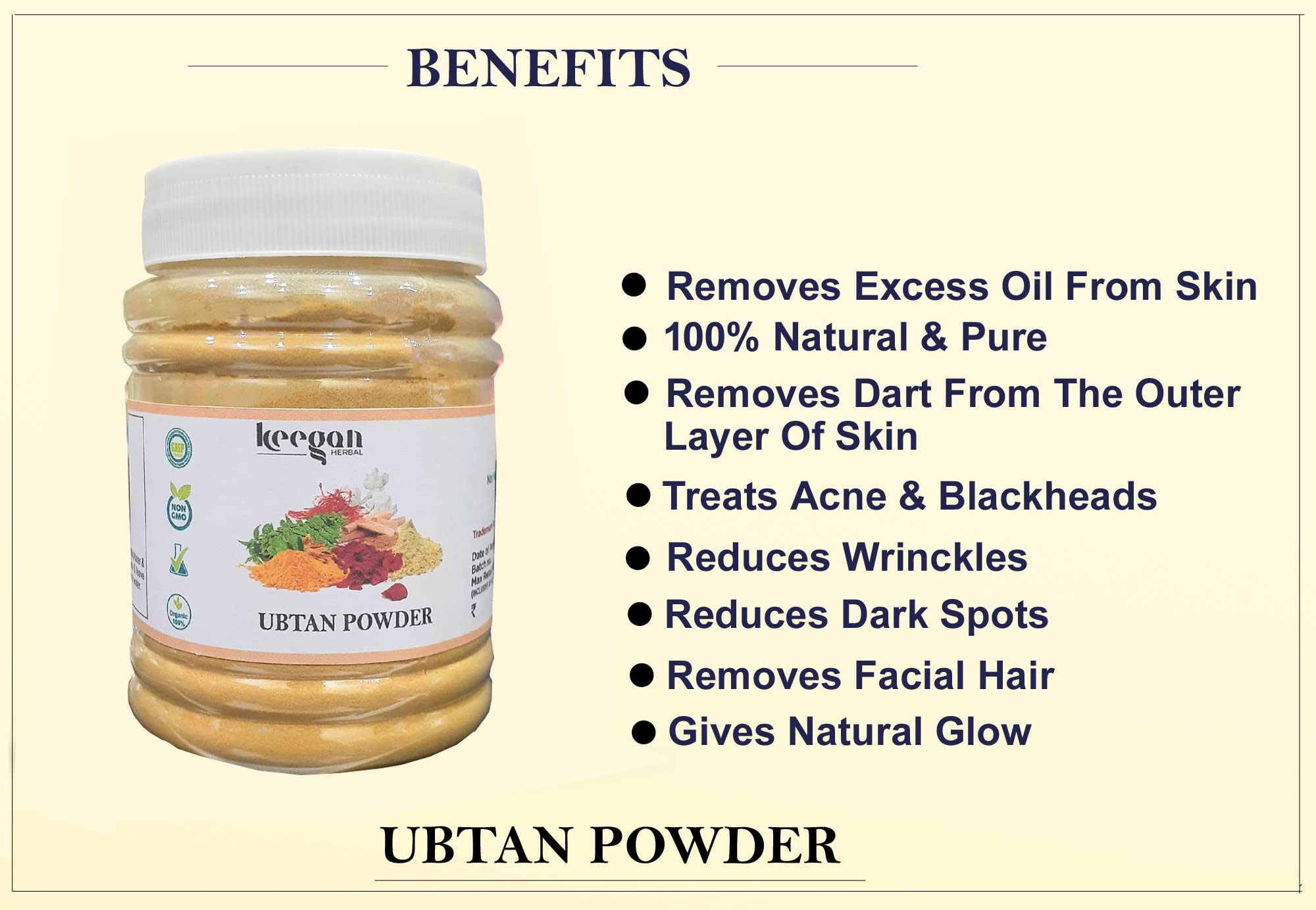 Keegan Multani Mitti Powder, Sandalwood Powder, Red Rose Petal Powder, Ubtan Powder, Kasturi Haldi Powder Combo - 5-in-1 Natural Face Pack & Skin Care Set (75g Each) for Glowing Skin, Acne Treatment & Ayurvedic Beauty Routine