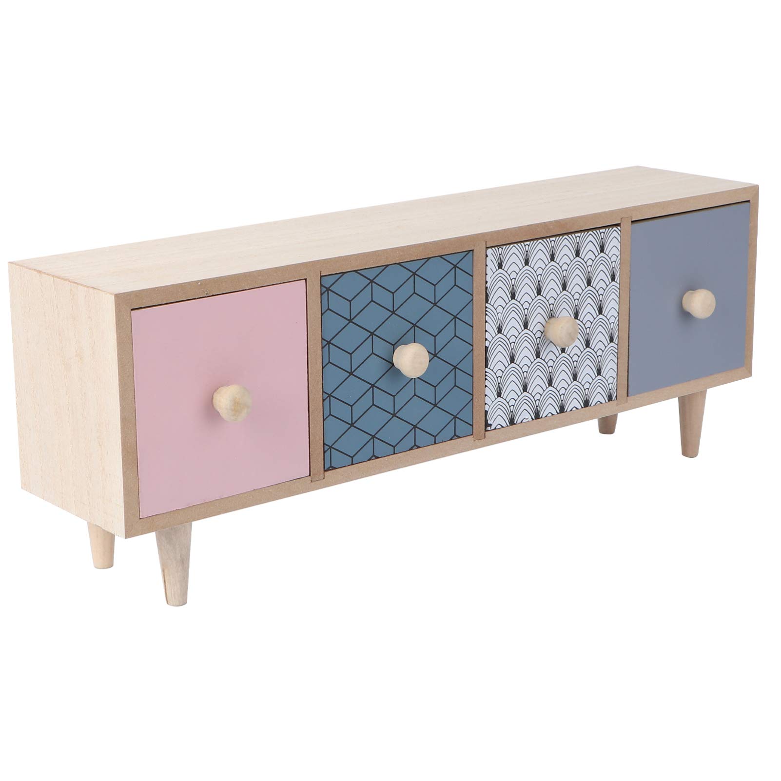 Hemoton Wooden Storage Cabinet with Drawers - Rustic Tabletop Organizer for Toiletries, Office Supplies & Small Items | Perfect for Bathroom, Bedroom, Desk & Home Organization
