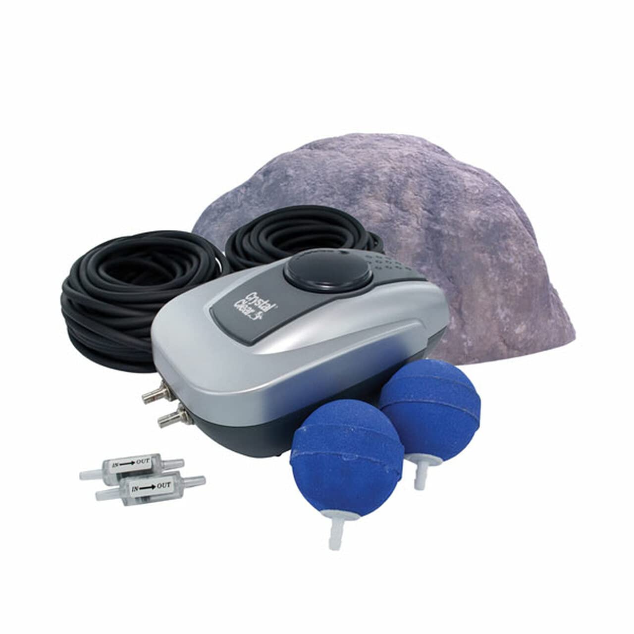 CrystalClear PondAir 2 Complete Aeration Kit - Outdoor Pond Oxygenation System with Compressor Pump, Tubing & 2 Air Stones for Koi Fish Ponds, Water Gardens & Aquatic Plants | Improves Water Quality & Fish Health