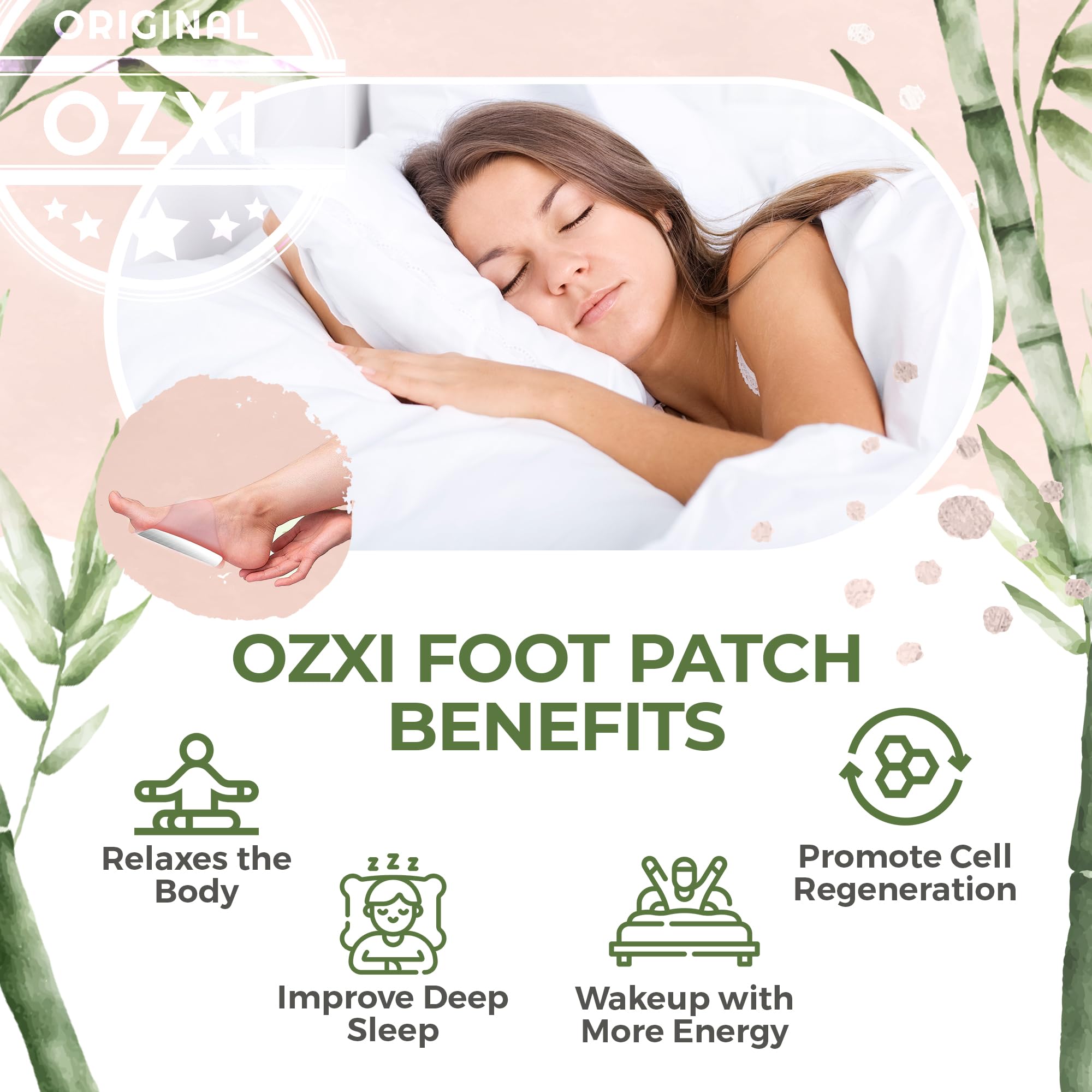 OZXI Natural Organic Foot Patches - Detox Cleansing & Pain Relief for Men & Women (10 Pack) | Stress Relief, Better Sleep, Foot Care for Relaxation at Home or Travel