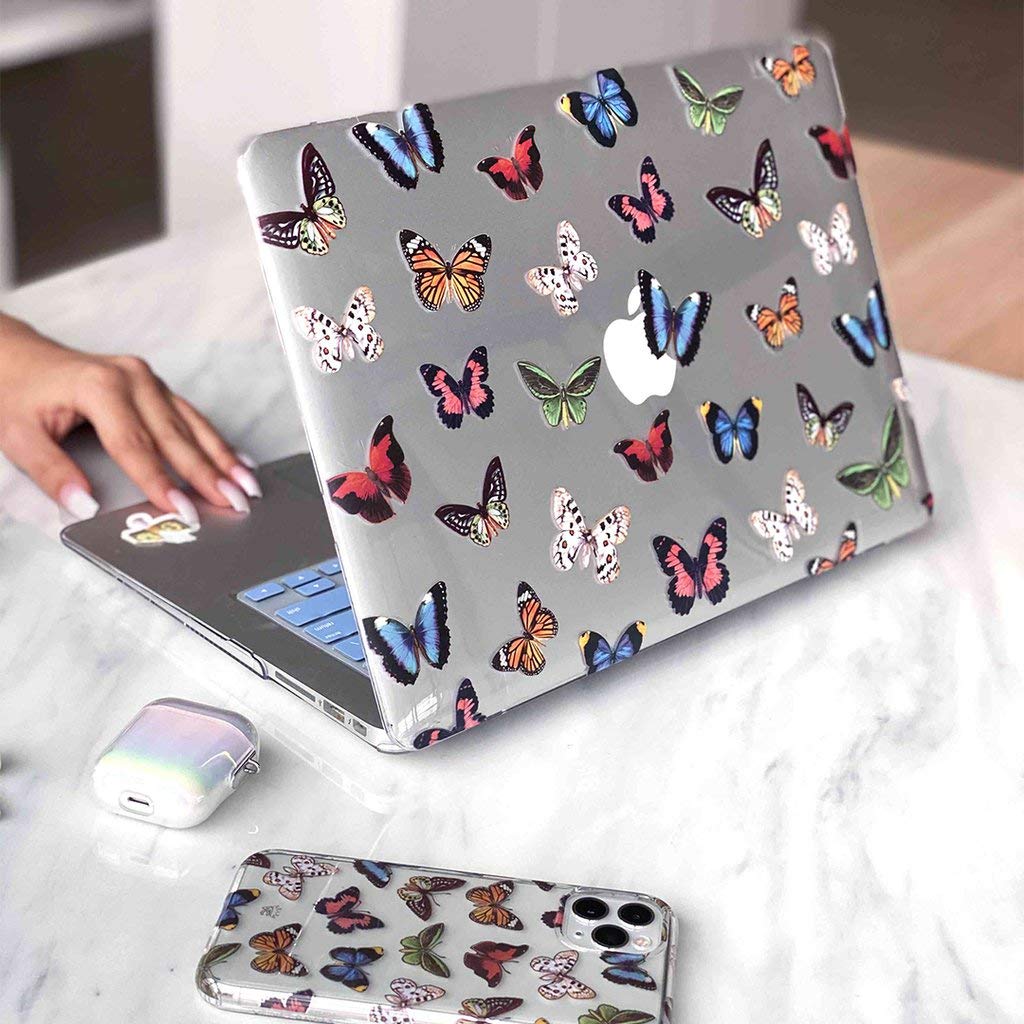 Velvet Caviar MacBook Air 13 inch Case (A1932) - Clear Protective Hard Shell Cover with Keyboard Protector | Cute Butterfly Design | Perfect for Work, School & Travel