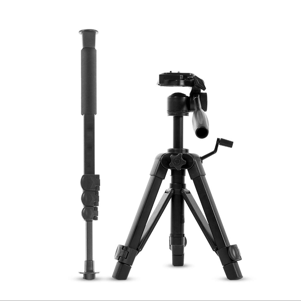LICHUAN Adjustable Multi-Function Desktop Tripod Stand - Lightweight Portable Phone & Camera Tripod with Phone Clip, Carry Bag - Perfect for Travel Vlogging, Home Office, YouTube Videos (Color: Black)