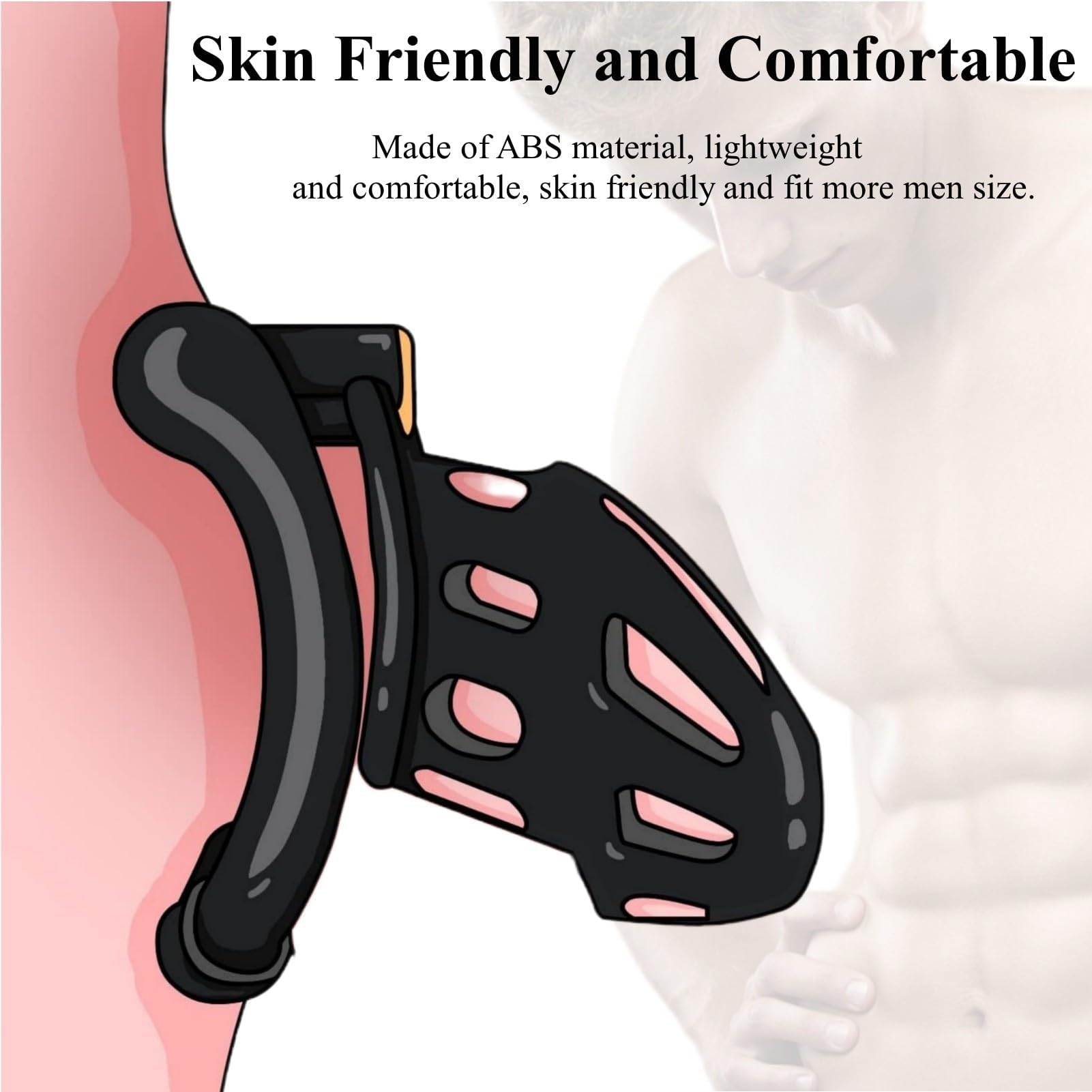 Afromia Lightweight Male Chastity Cage Device with 4 Adjustable Rings - Comfortable Cock Cage for Penis Exercise & BDSM Play | Includes 2 Keys & Secure Mortice Lock (Black) | Perfect for Couples Bonding, Male Chastity Training & Submissive Play