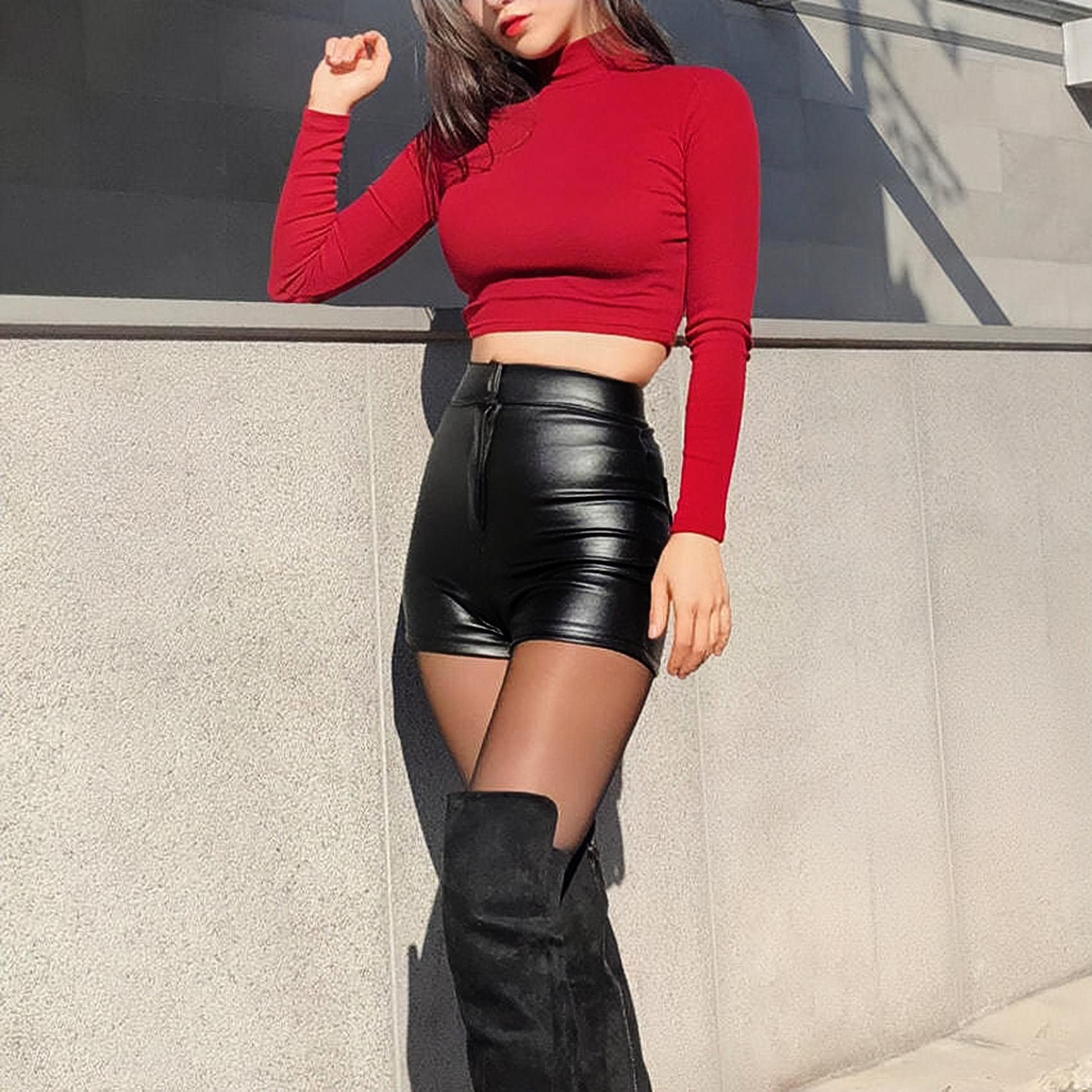 Gothic Women's High Waist Bandage Shorts - Punk Rock Sexy Black Bodycon Short Pants for Dance, Club, and Night Out | Irregular Hem Slim Fit Fashion