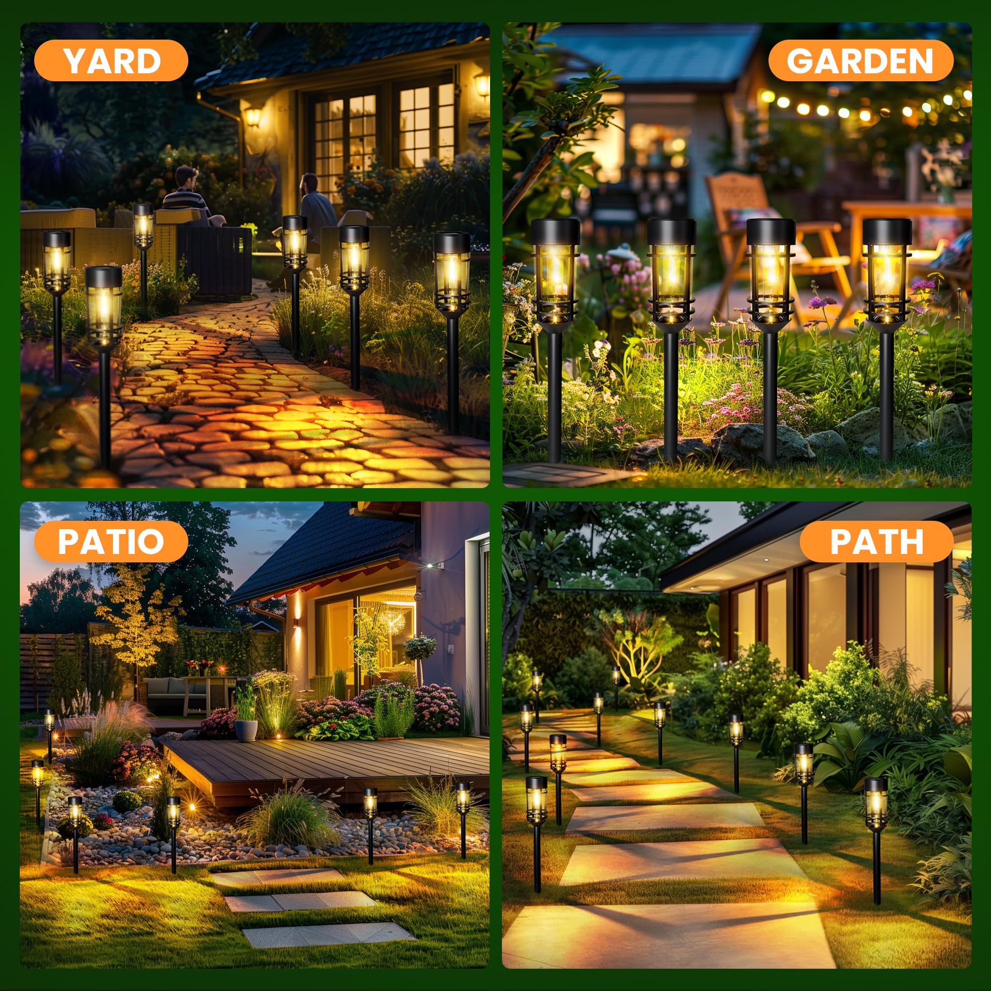 SOLPEX 4 Pack Solar Pathway Lights Outdoor - Waterproof Solar Powered Landscape Lights for Yard, Garden, Walkway & Driveway | Dusk to Dawn Auto On/Off, Easy Installation, Weather Resistant for Year-Round Use
