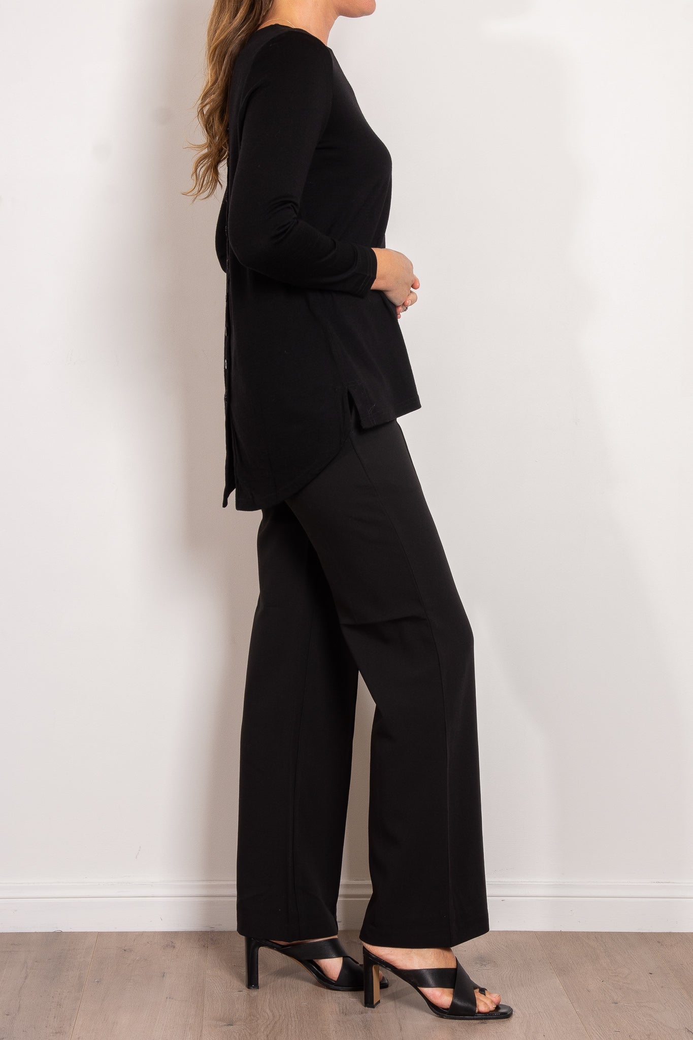 Vassalli Women's Wide Leg Ponte Dress Pants - Comfortable Stretch Office Pants for Work & Business Attire