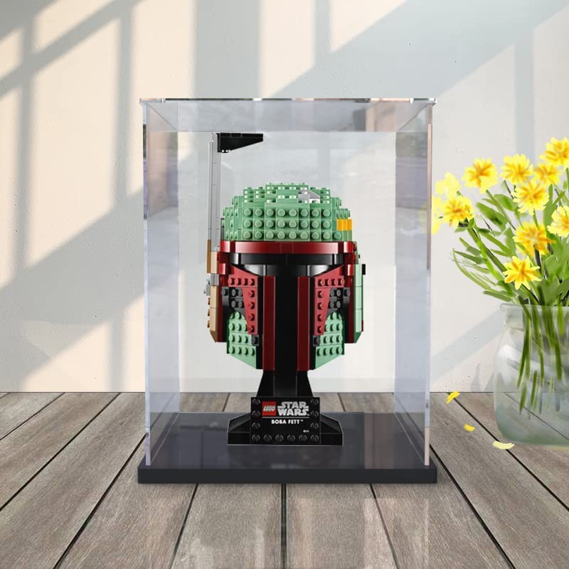 Acrylic Display Case for Lego Star Wars Helmets - Mandalorian 75328, Boba Fett 75277, Darth Vader 75304, Luke Skywalker 75327 - Clear Protective Showcase Box for Collectible Display & Home Decor