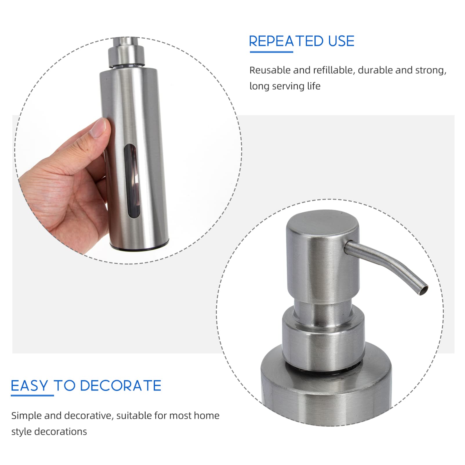 Cabilock Automatic Soap Dispenser - High Pressure Stainless Steel Kitchen & Bathroom Soap Dispenser for Dish Washing, Travel & Home Use - Black (Refillable, Touch-Free Design)