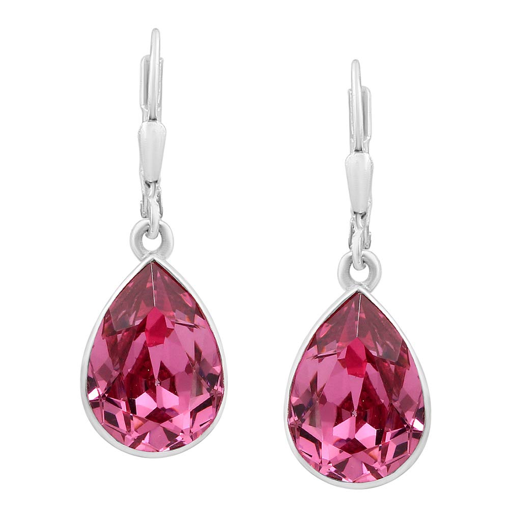 Sparkling Crystal Dangle Earrings for Women - Elegant Silver Pear-Shaped Earrings | Perfect for Weddings, Parties & Evening Events