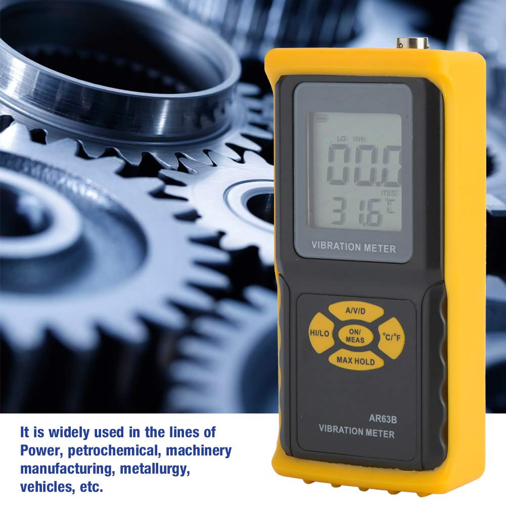 AR63B LCD Digital Vibration Tester - Handheld Split Vibrometer with Intelligent Accelerometer for Power Plants & Petrochemical Industry | Vibration Meter Analyzer for Machinery Maintenance & Equipment Monitoring