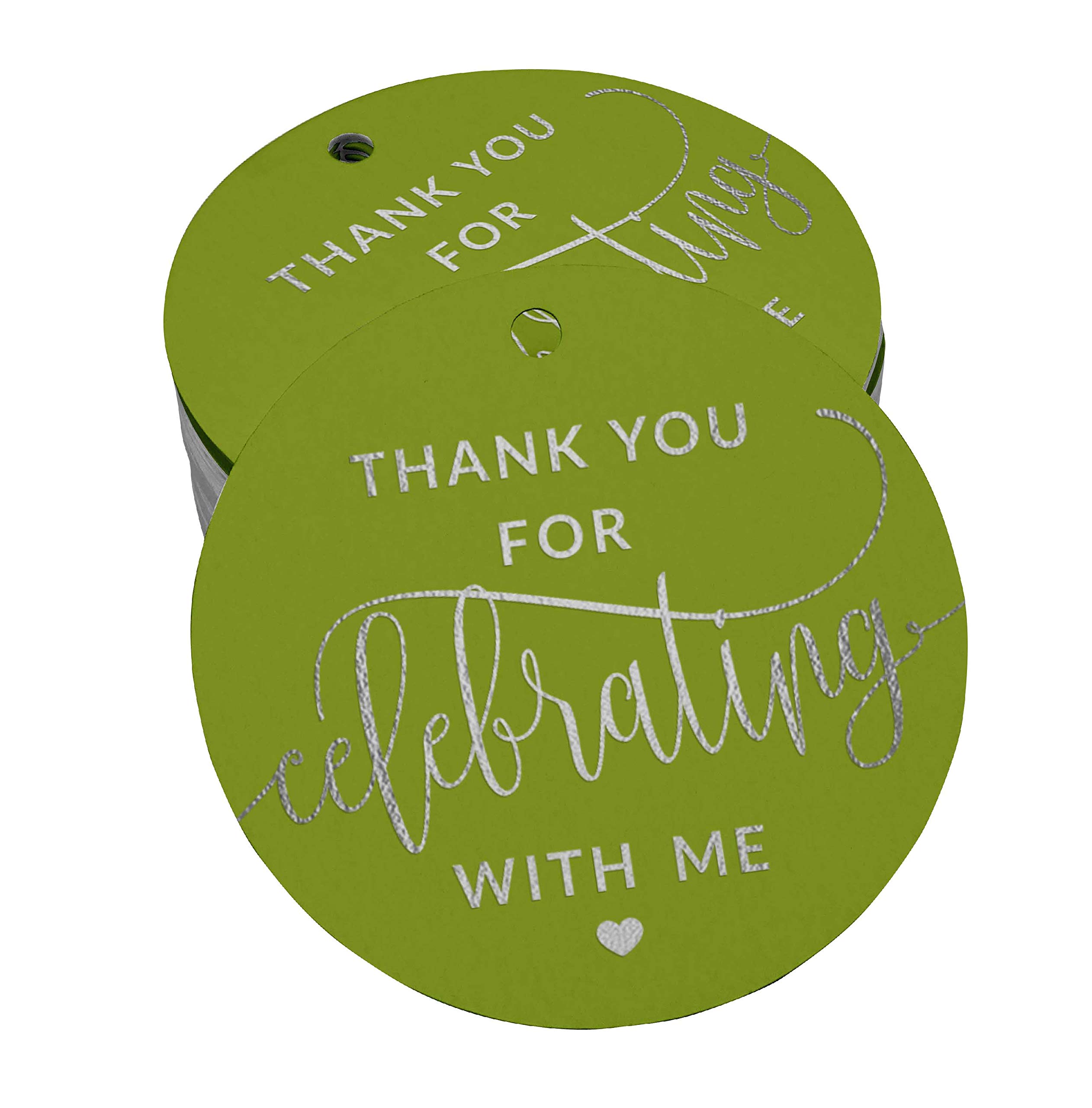 100pcs Real Silver Foil Thank You Tags for Birthday Party Favors - Elegant Celebration Gift Tags for Wedding, Baby Shower & Special Events